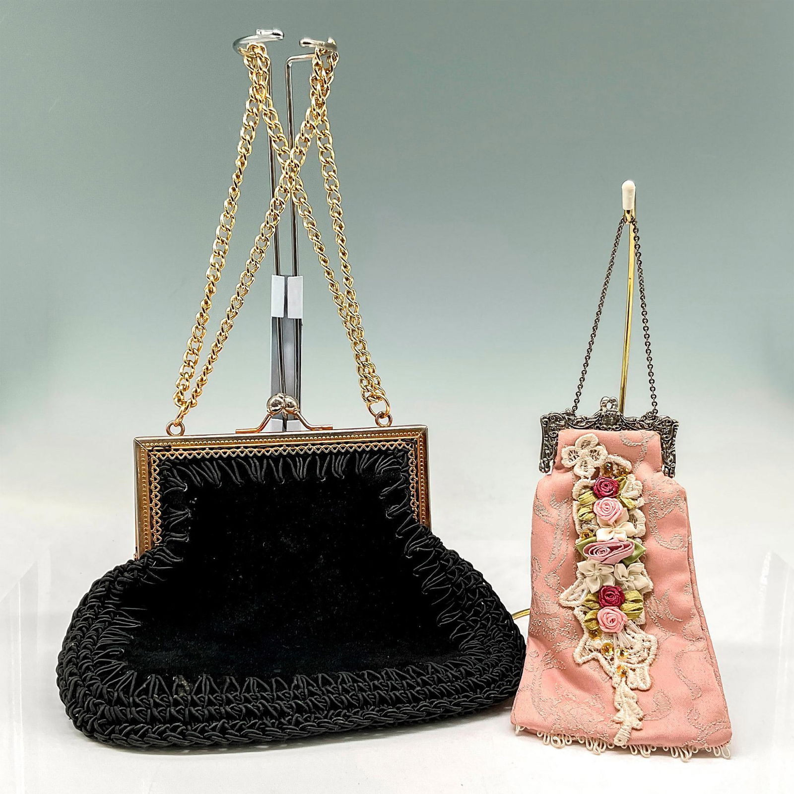 2pc Vintage Suede Evening Bag + Cloth Clasp Coin Purse (1 of 2)