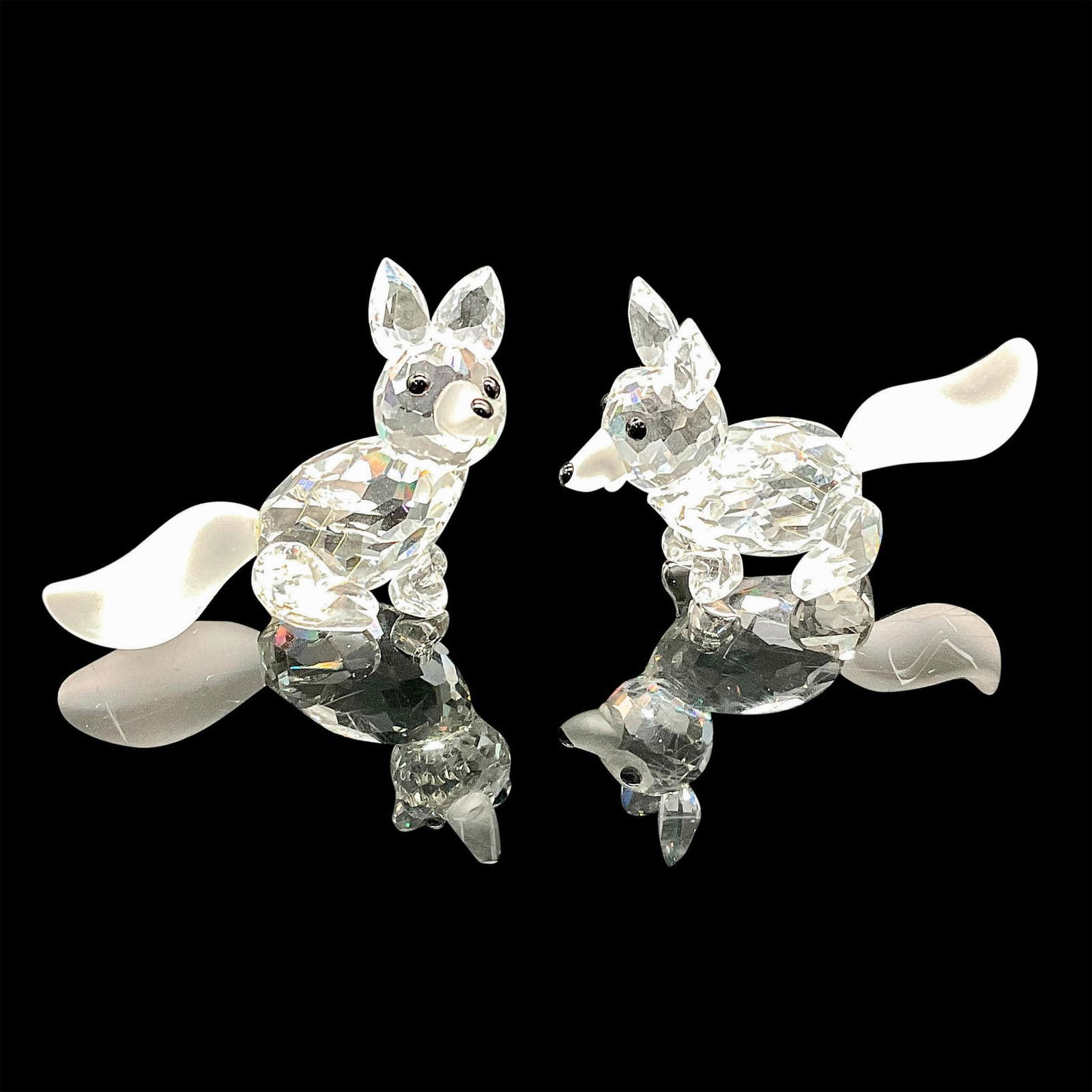 2pc Swarovski Crystal Figurines Mini Foxes (1 of 3)