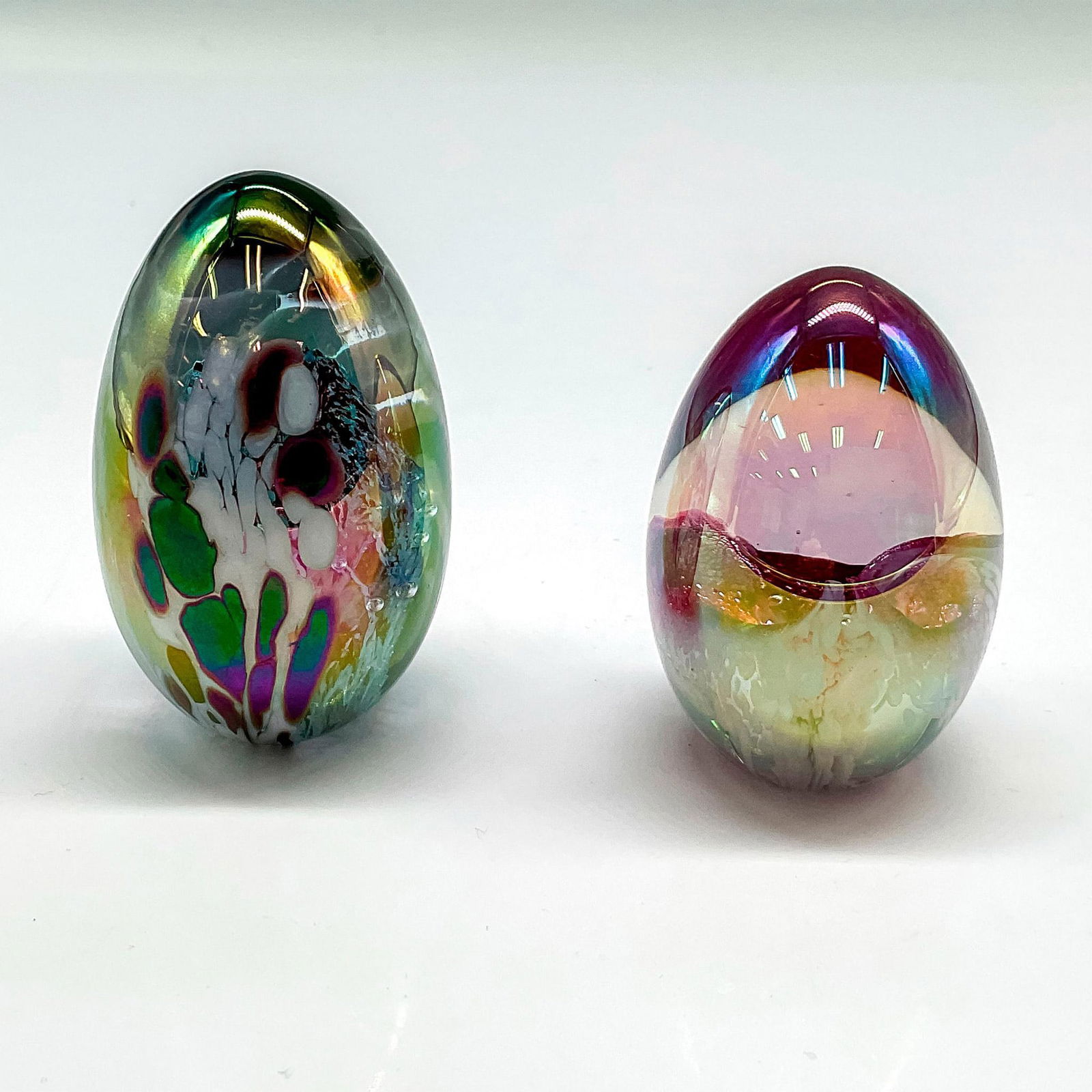 2pc Vintage Mt. St. Helens Egg Paperweights, Signed & Dated (1 of 3)