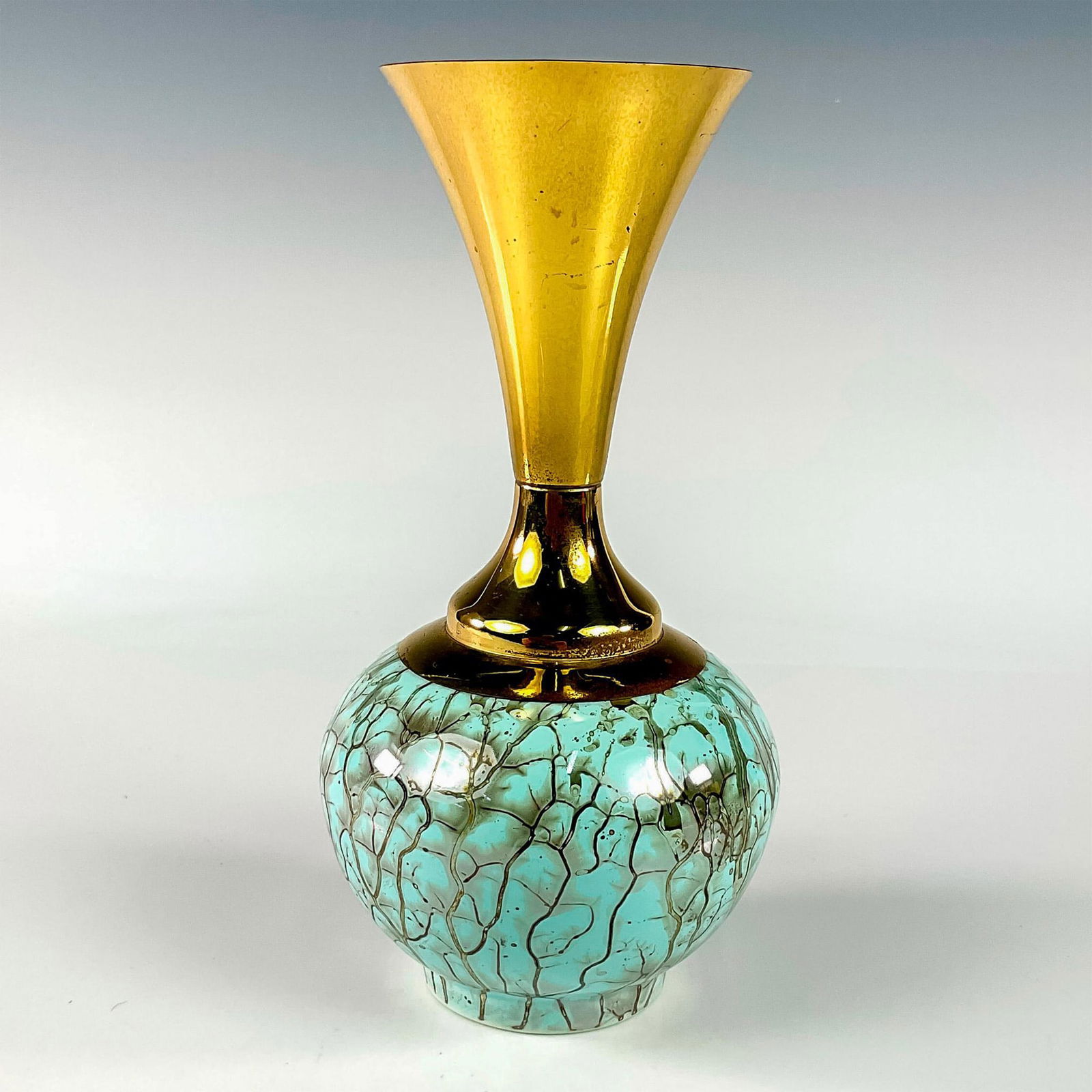 Mid-Century Modern Delft Marbled Glaze Vase (1 of 3)