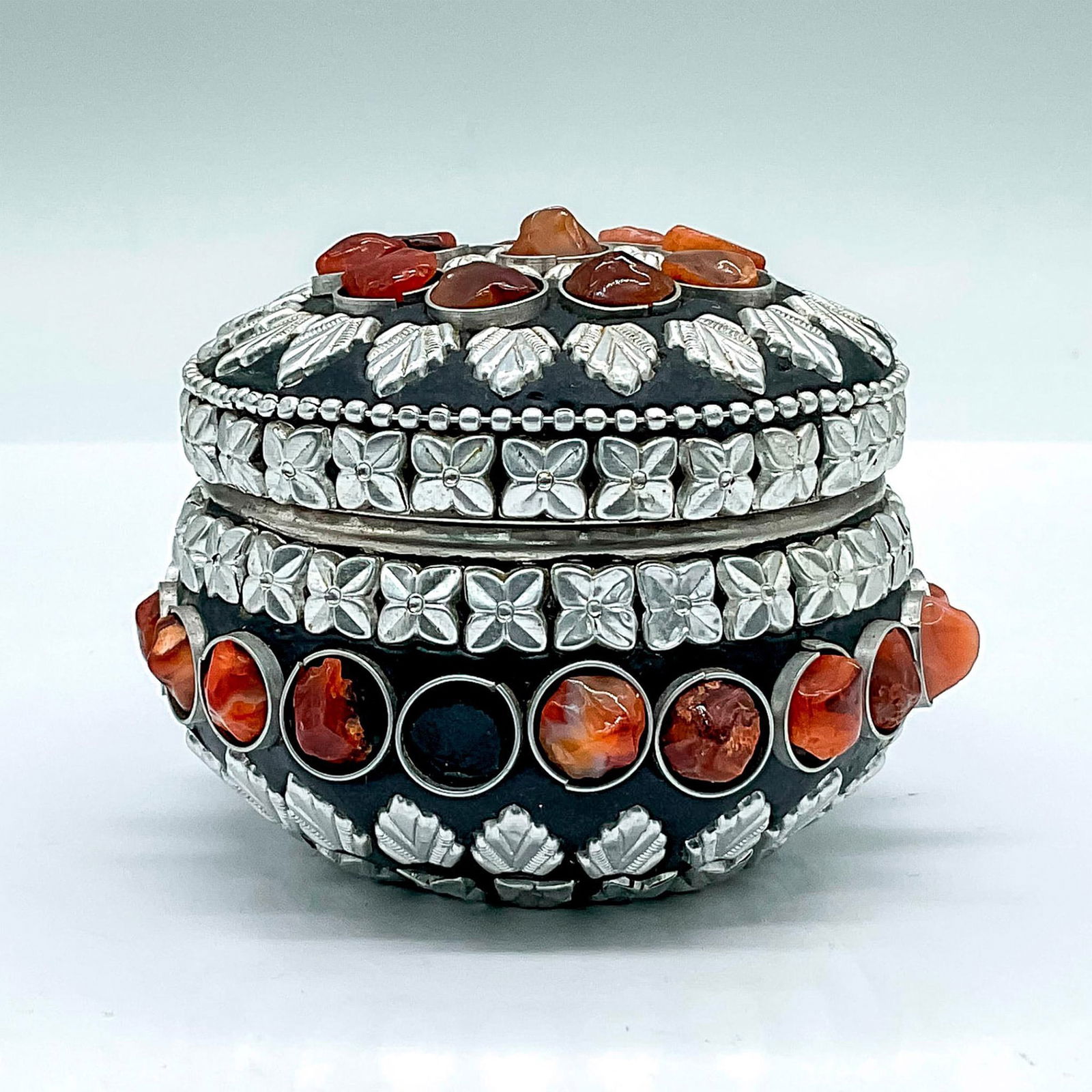 Middle Eastern Metal and Stone Decorative Box (1 of 3)