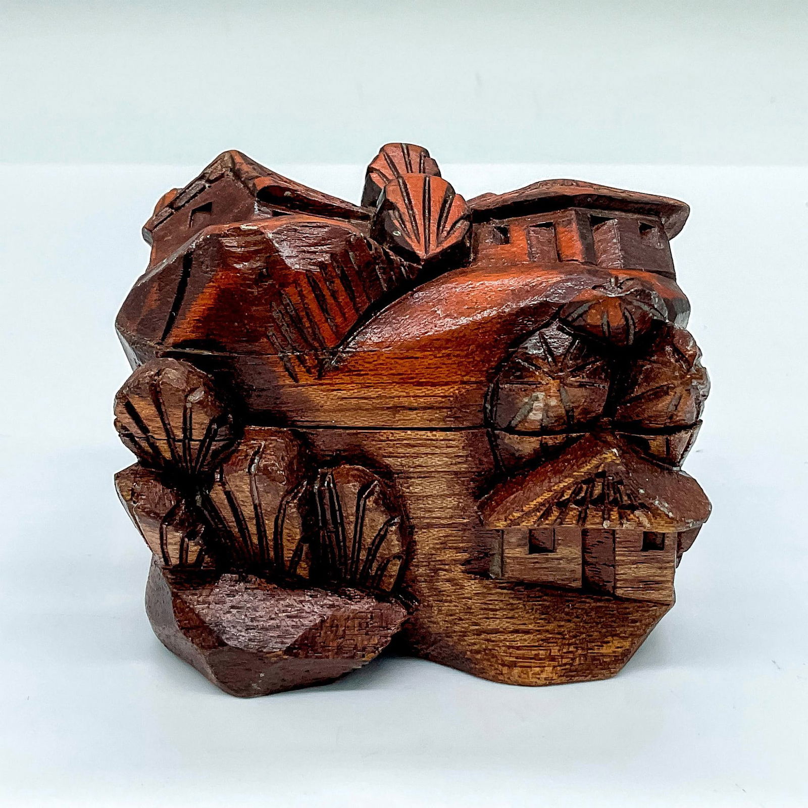 Guatemalan Hand Carved Wooden Village Box (1 of 4)