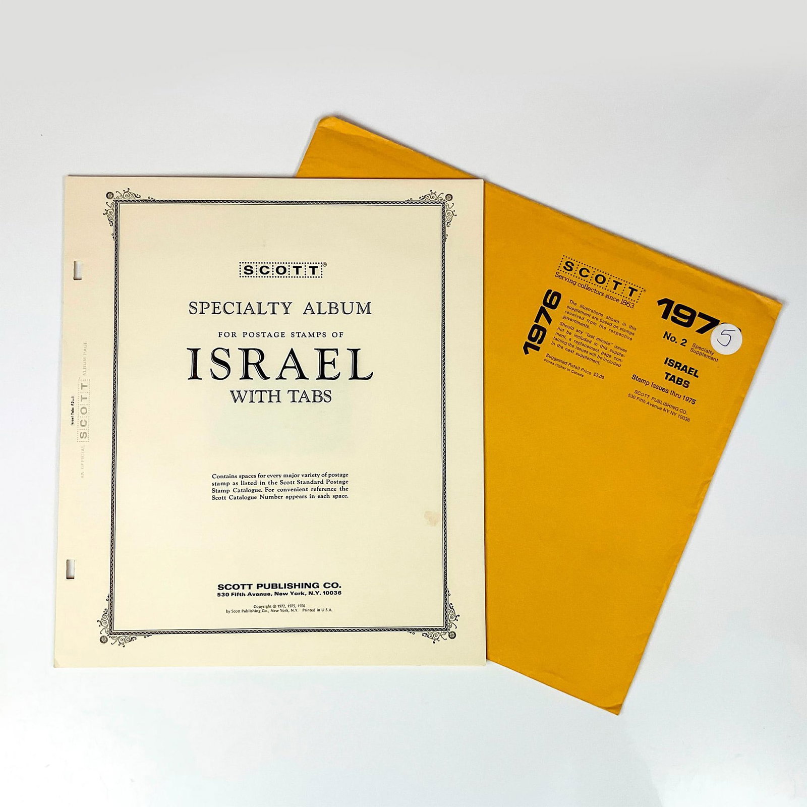 Scott Minuteman Specialty Supplement Israel Tab Singles: Israel specialty tab singles stamp album collection. 19th and 20th century like-new condition. This item has its original packaging. Never Hinged. Collection Number 02. Issued: 20th Century Dimensions