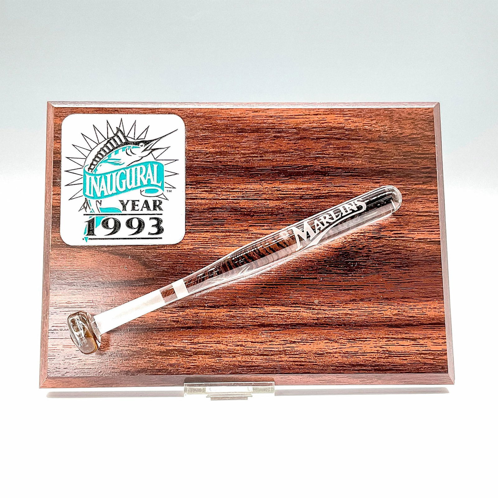 Florida Marlins Inaugural Day Wall Plaque w/Glass Mini Bat (1 of 2)