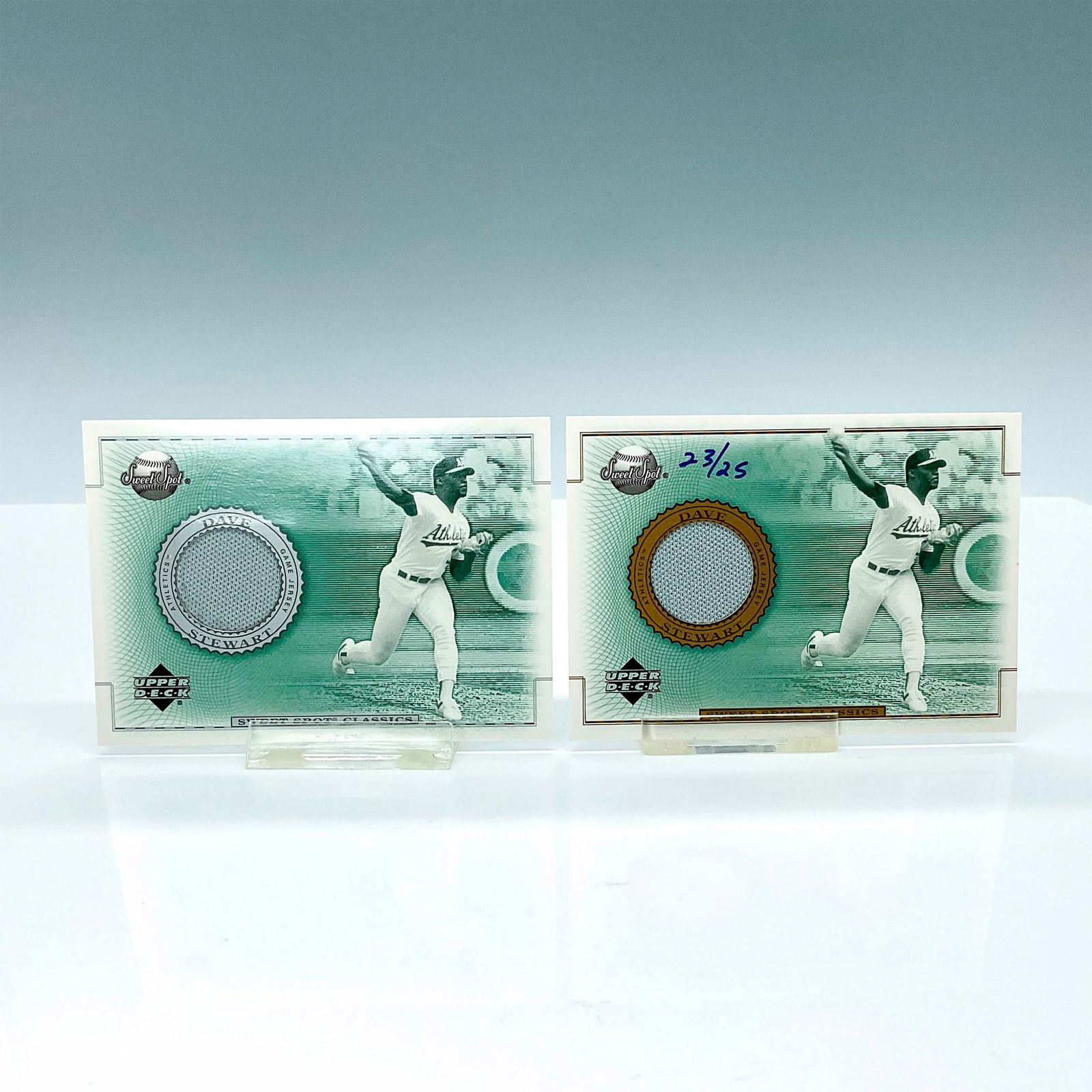 Pair of Dave Stewart Jersey Sweet Spot Classic Baseball Cards (1 of 2)