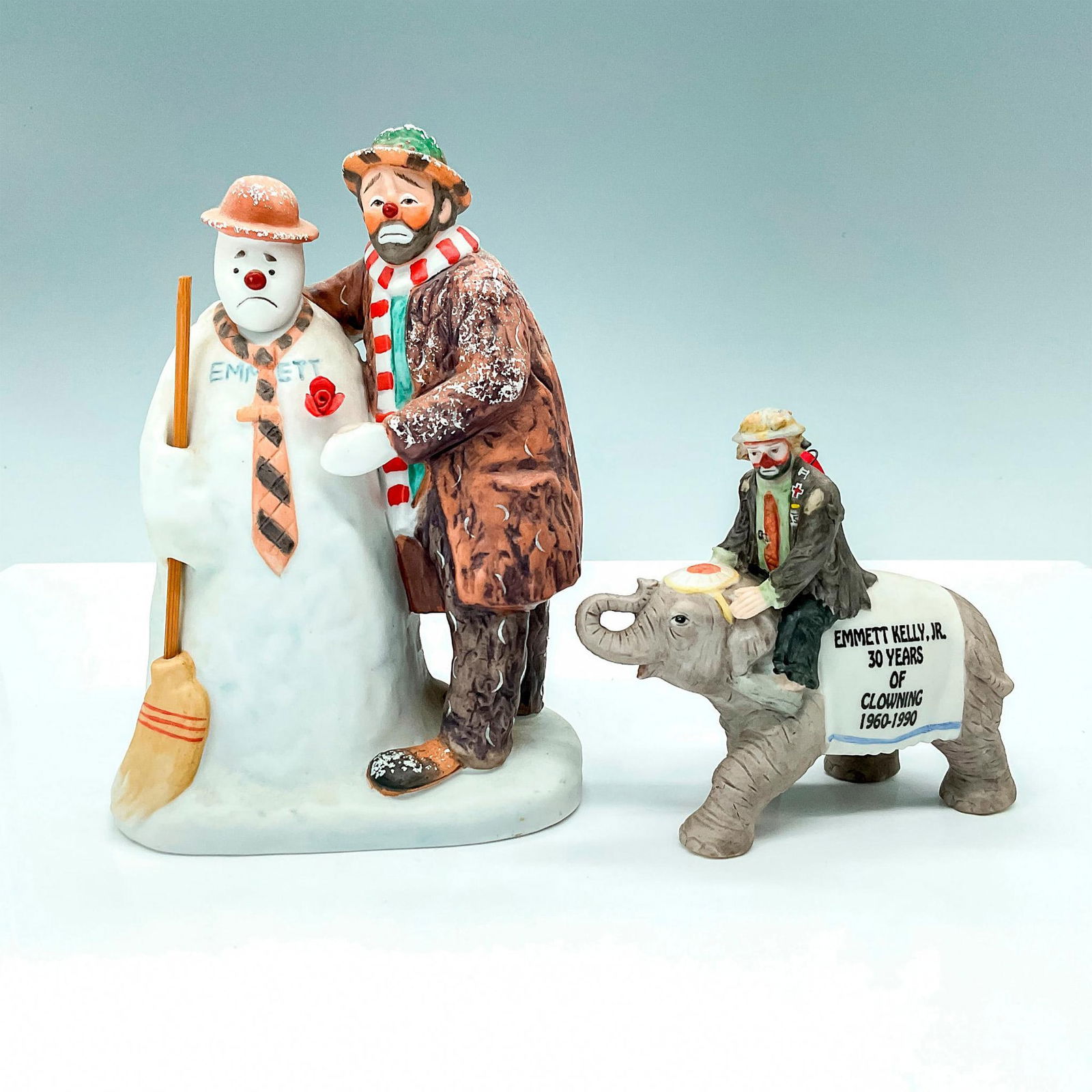 2pc Emmett Kelly Ceramic Figurine & Ornament, DCG & Flambro (1 of 3)