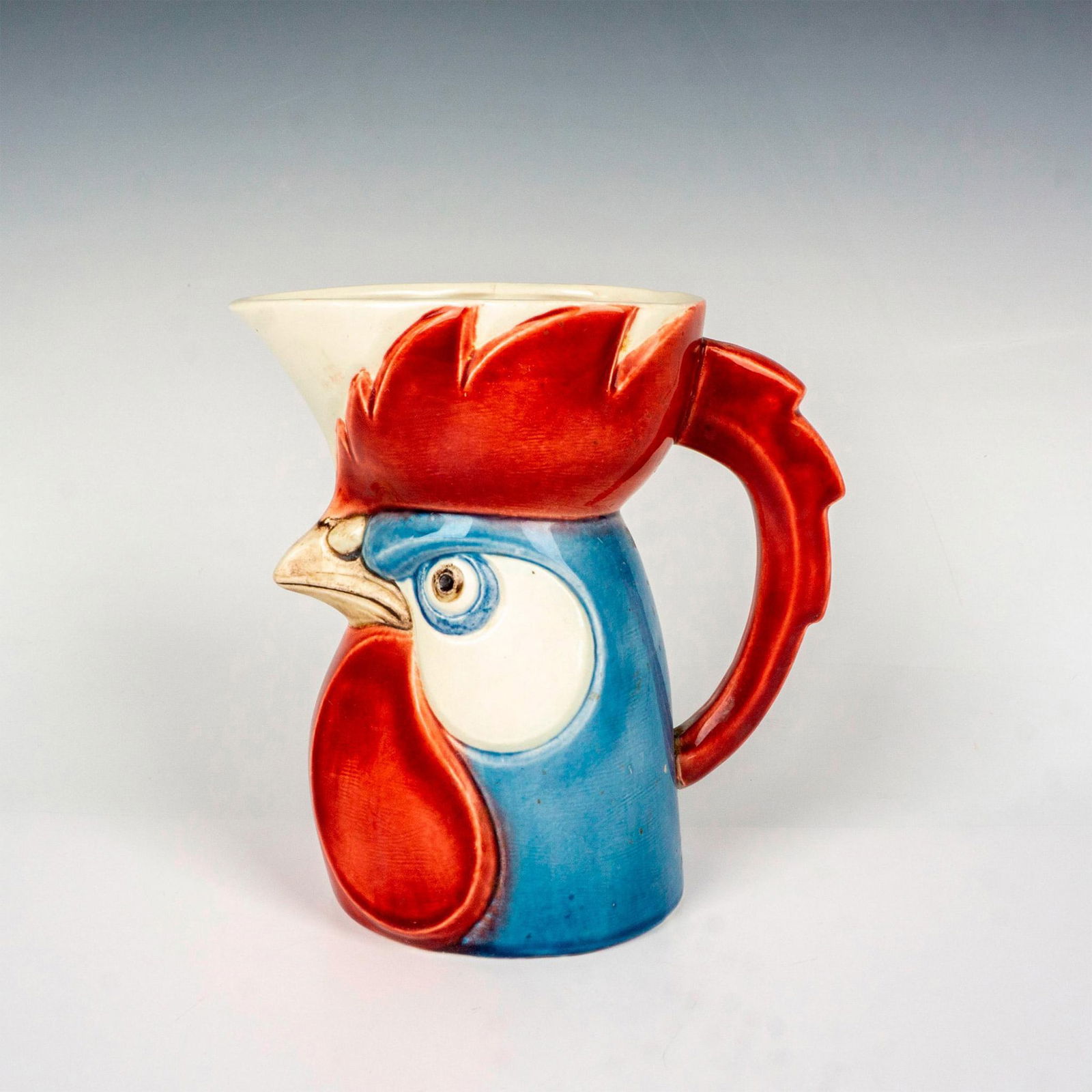 Sarreguemines Majolica Rooster Pitcher (1 of 3)