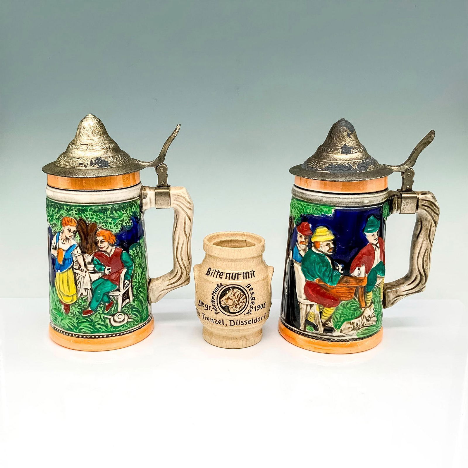 3pc Lidded Beer Steins and Mustard Pot (1 of 3)