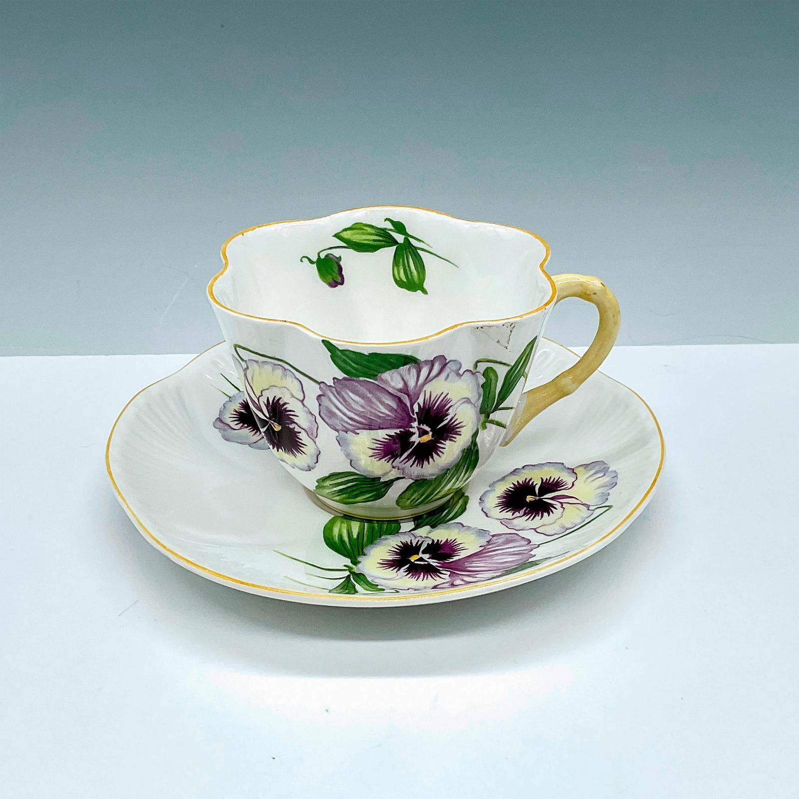 Shelley China Teacup and Saucer Set, Pansy 13823 (1 of 3)