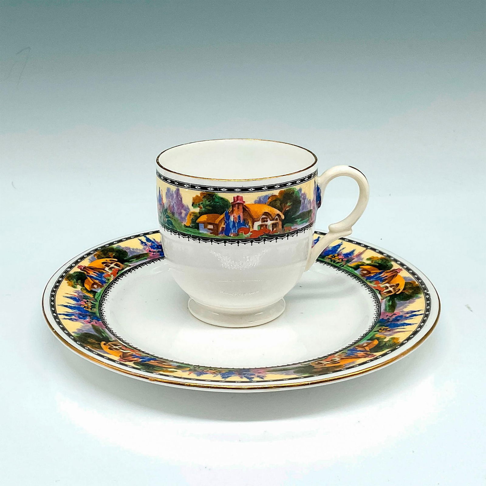 2pc Shelley Porcelain Teacup and Plate, Village (1 of 3)