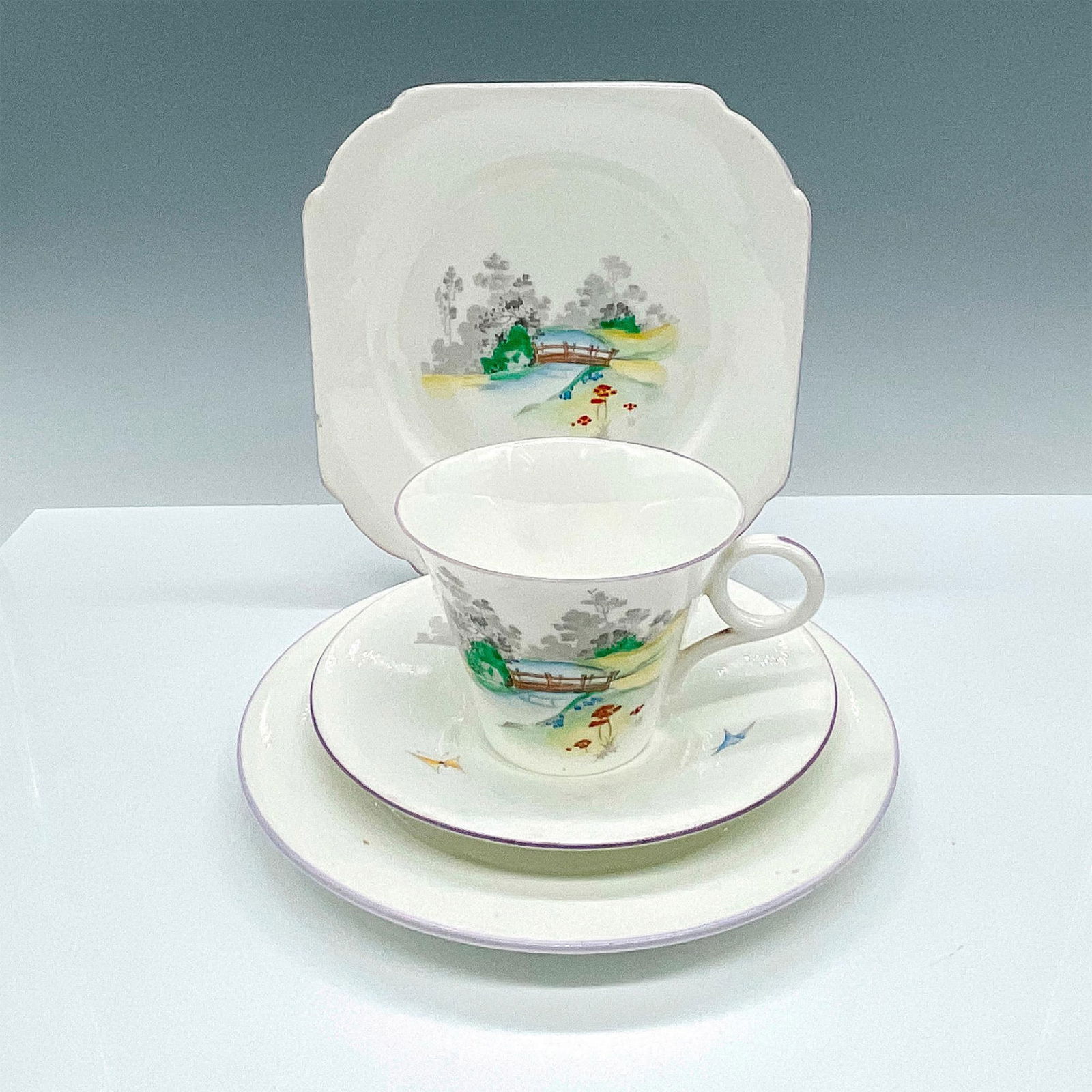 4pc Shelley China Luncheon Tea Set, Bridge Over River 2112 (1 of 3)