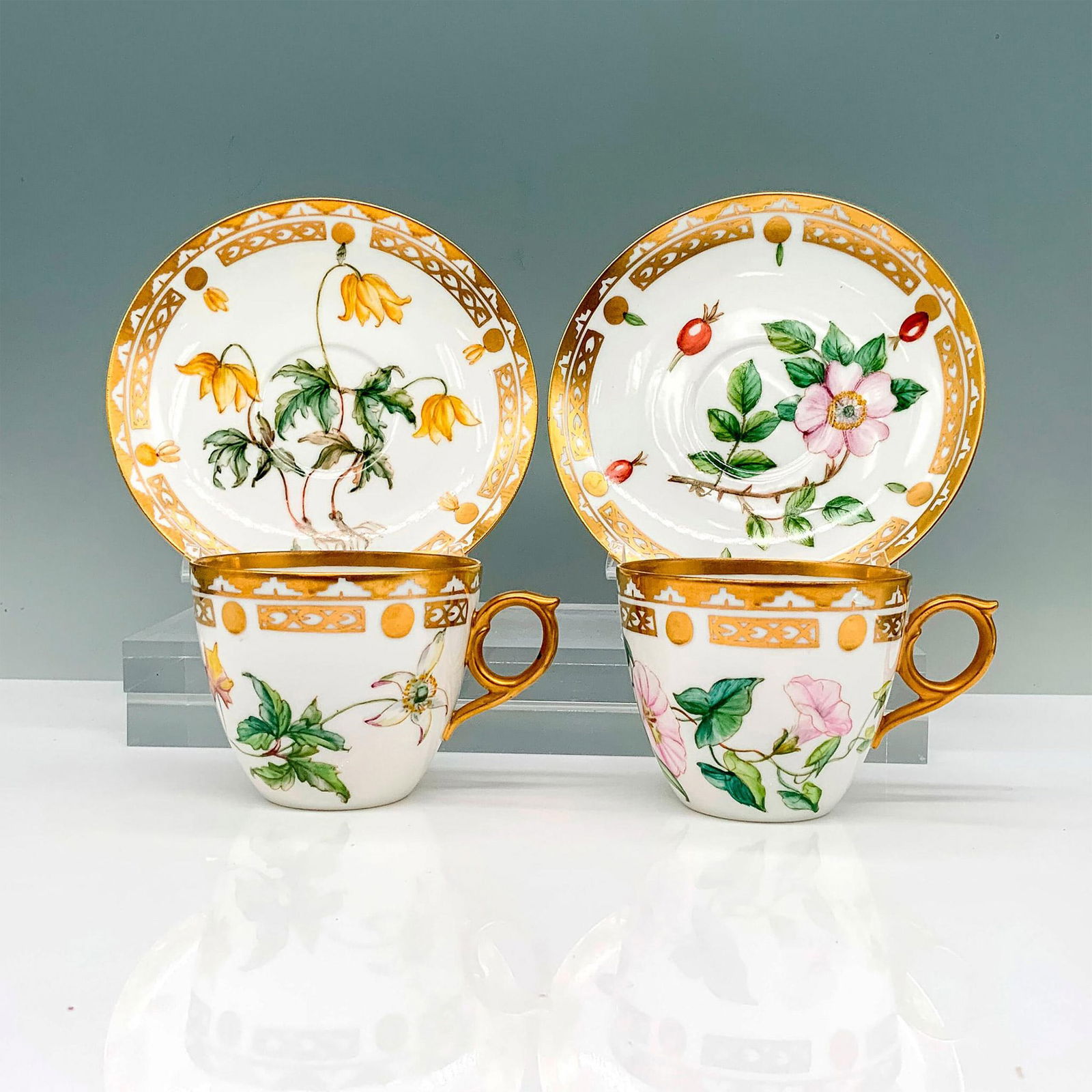 4pc Royal Copenhagen Floral Teacup and Saucer Set (1 of 3)