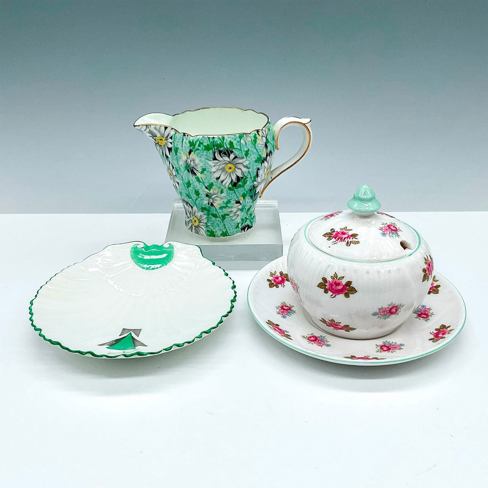 3pc Vintage Shelley Serving Set, Pink & Green Motif (1 of 3)