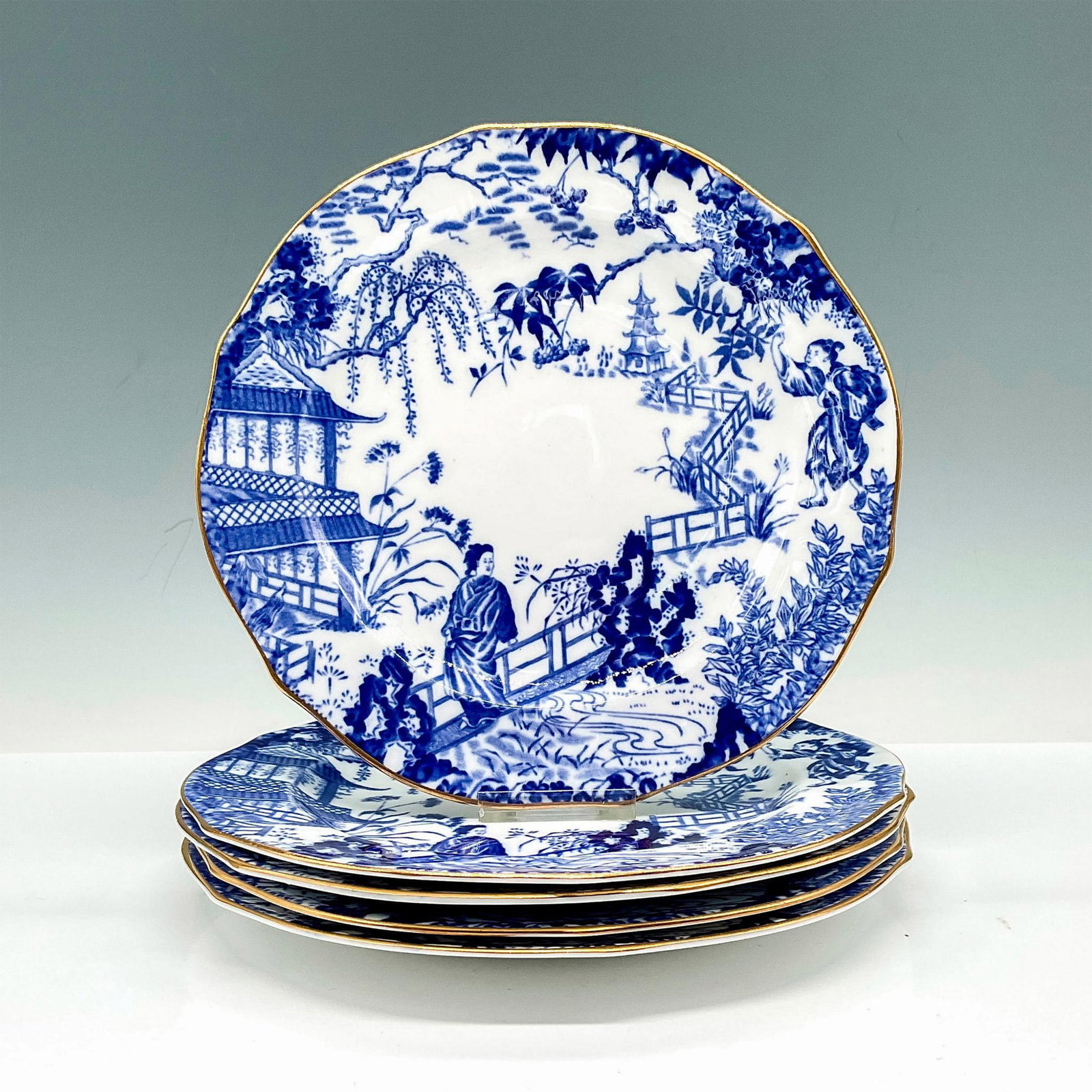 5pc Royal Crown Derby Dessert Plates, Blue Mikado (1 of 2)
