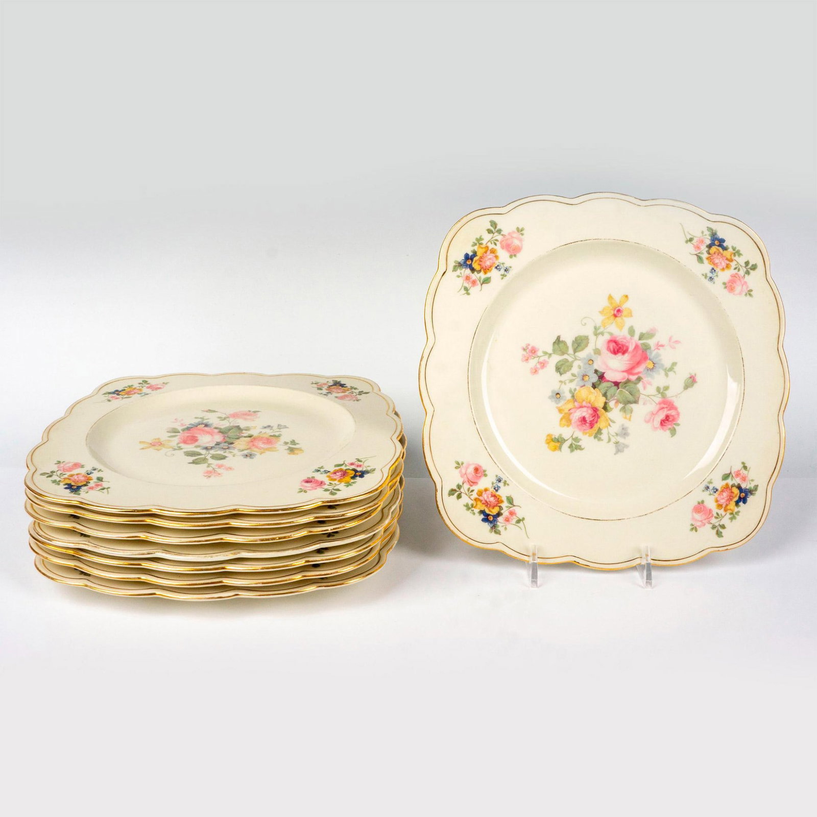 8pc Royal Bayreuth Botanical Luncheon Plates (1 of 2)