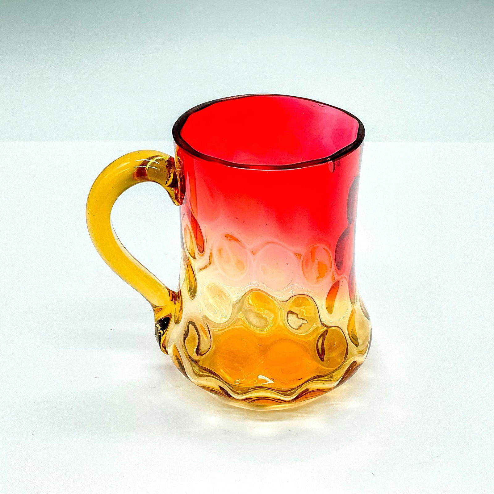 Vintage Cranberry/Amber Glass Mug with Dot Pattern (1 of 3)