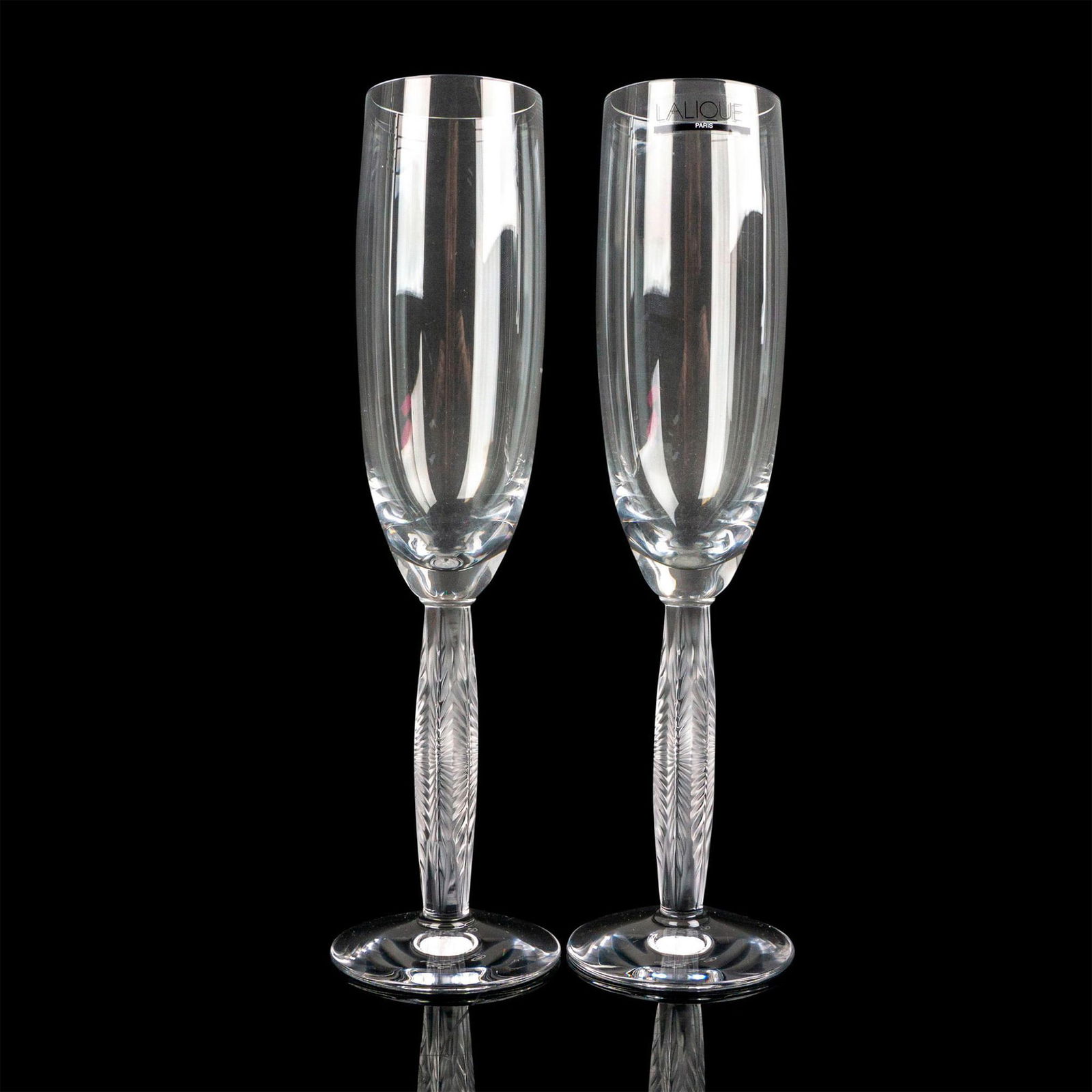2pc Lalique Crystal Flute Glasses (1 of 2)