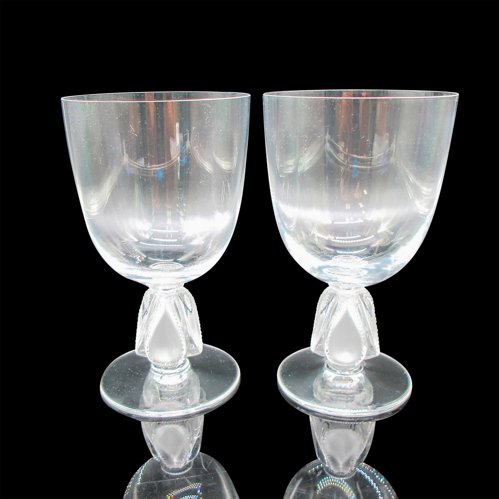 2pc Lalique Crystal Water Goblets, Bellini (1 of 3)
