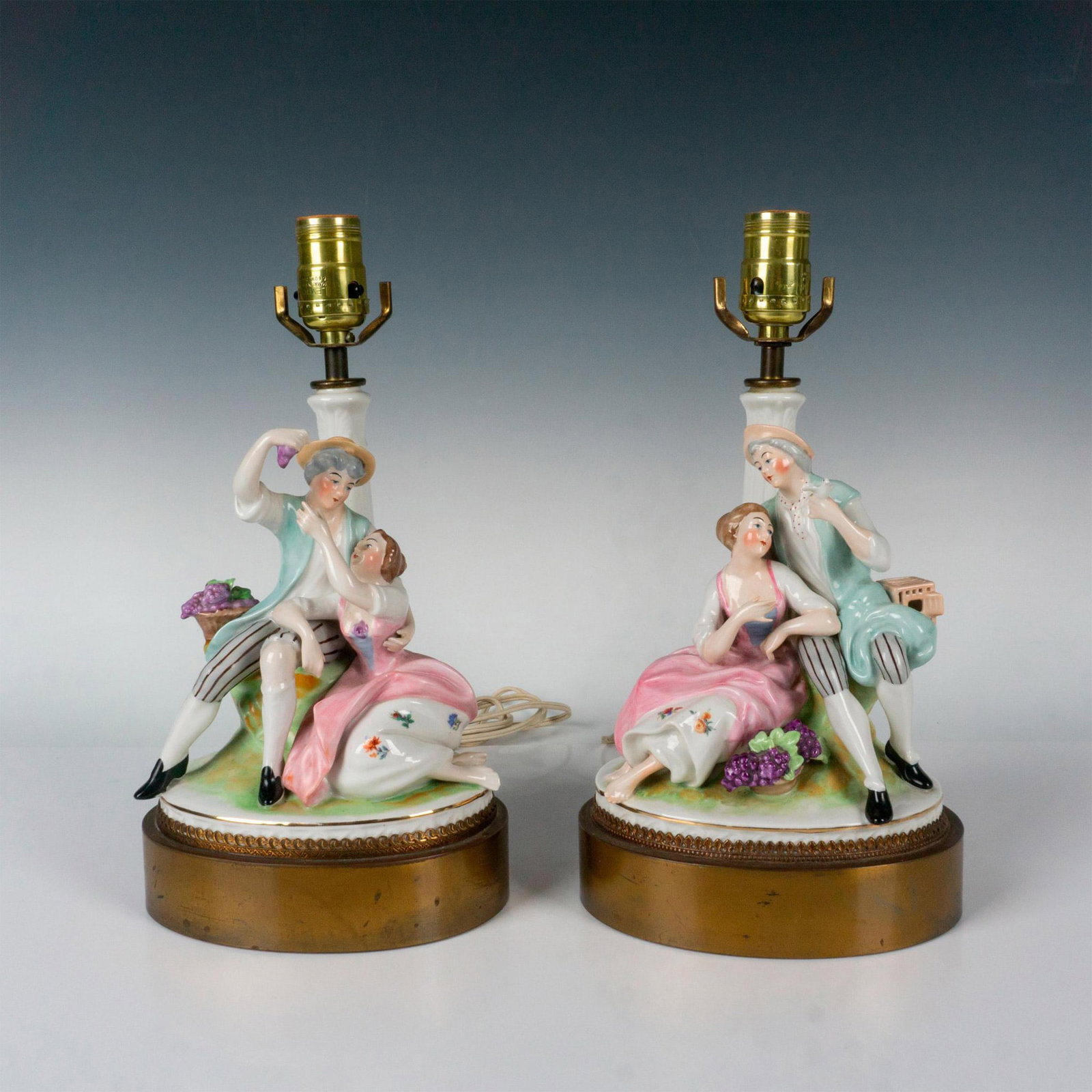 2pc Porcelain Figurine Lamps, Provincial Couples (1 of 5)