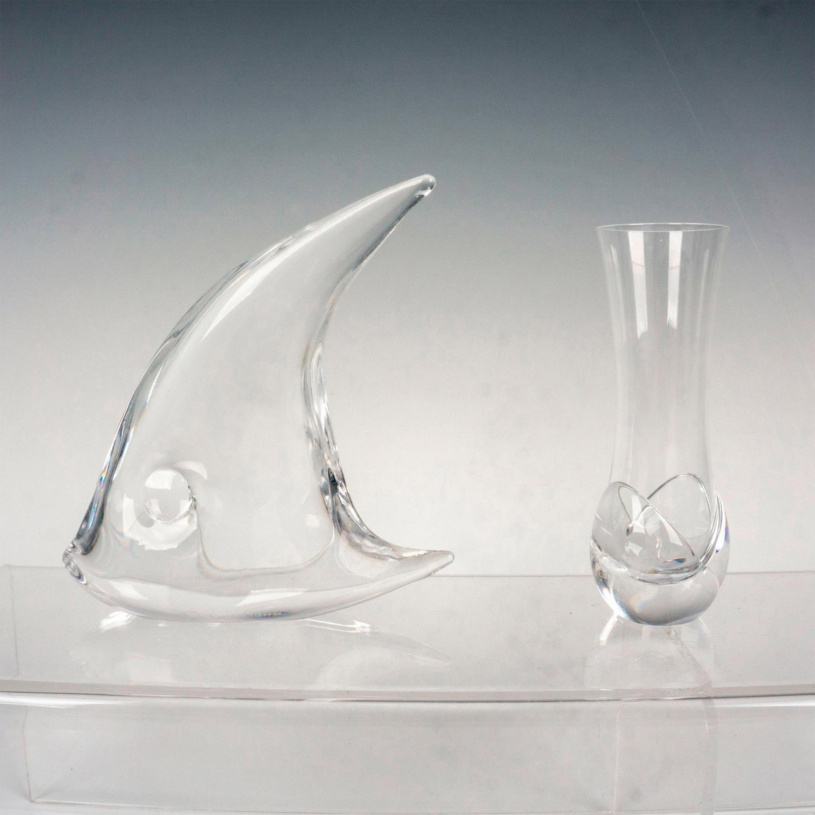 2pc Daum Crystal Paperweight + Bud Vase Angelfish (1 of 3)