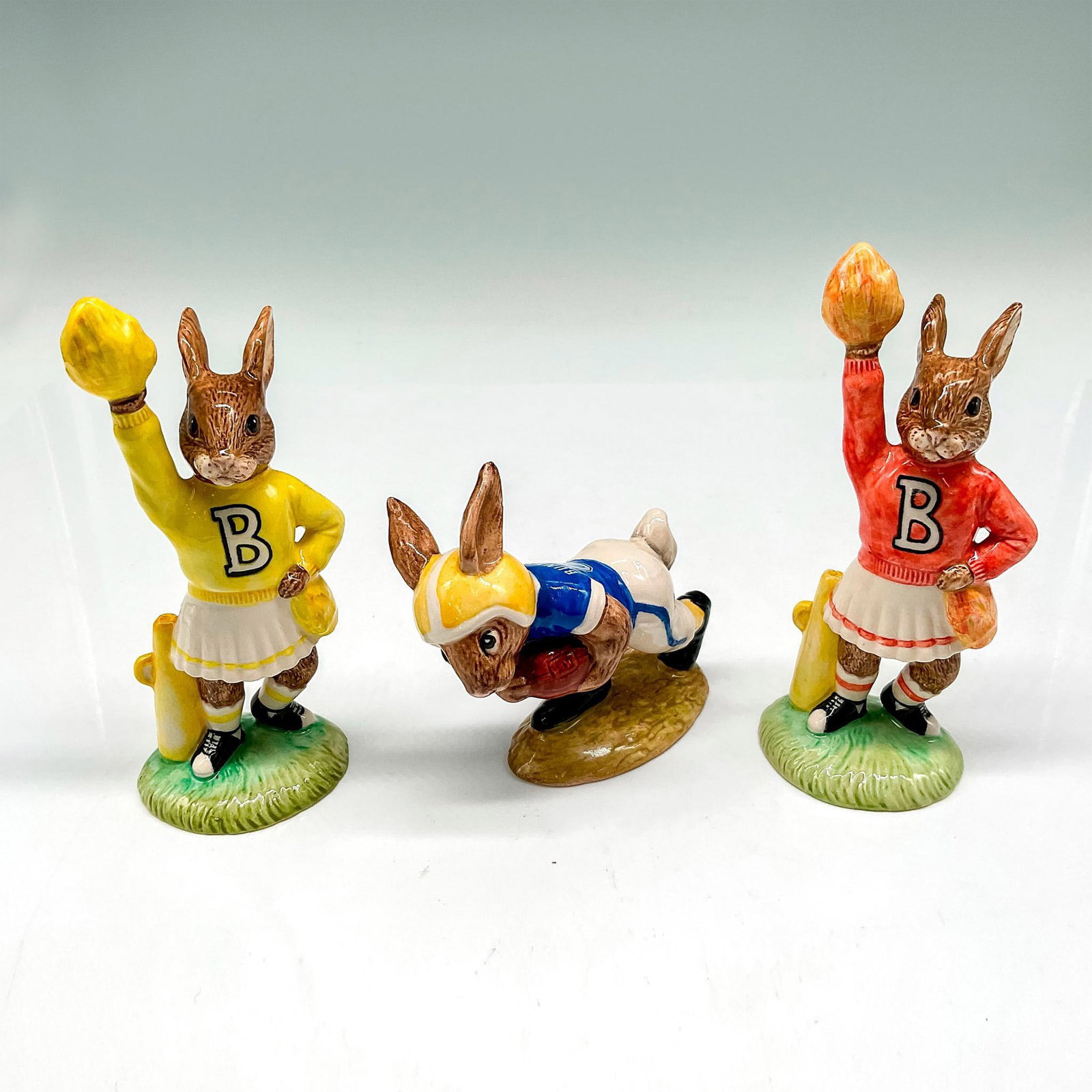 3pc Royal Doulton Bunnykins Figurines, Football (1 of 3)