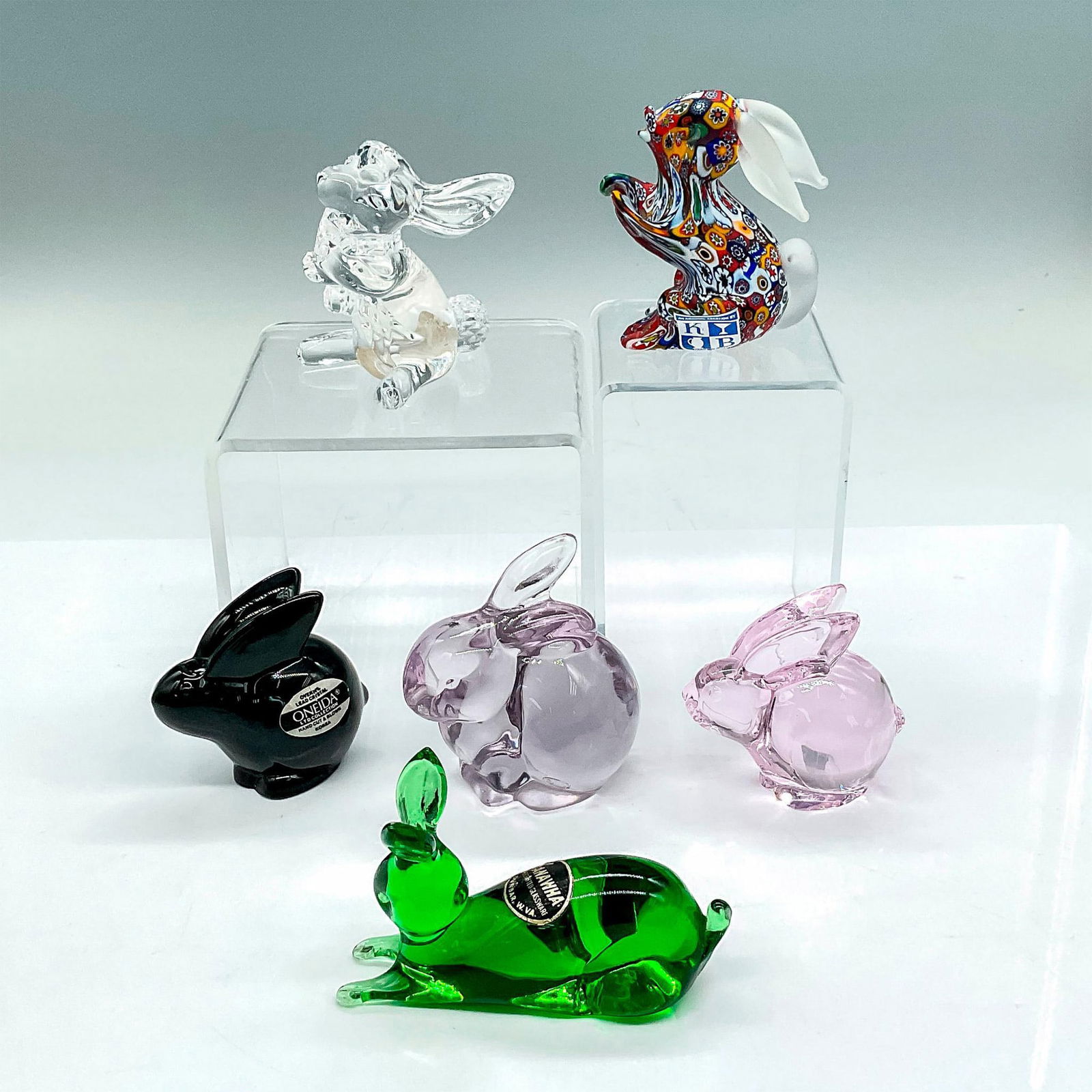6pc Crystal and Glass Figurines, Various Rabbits (1 of 8)