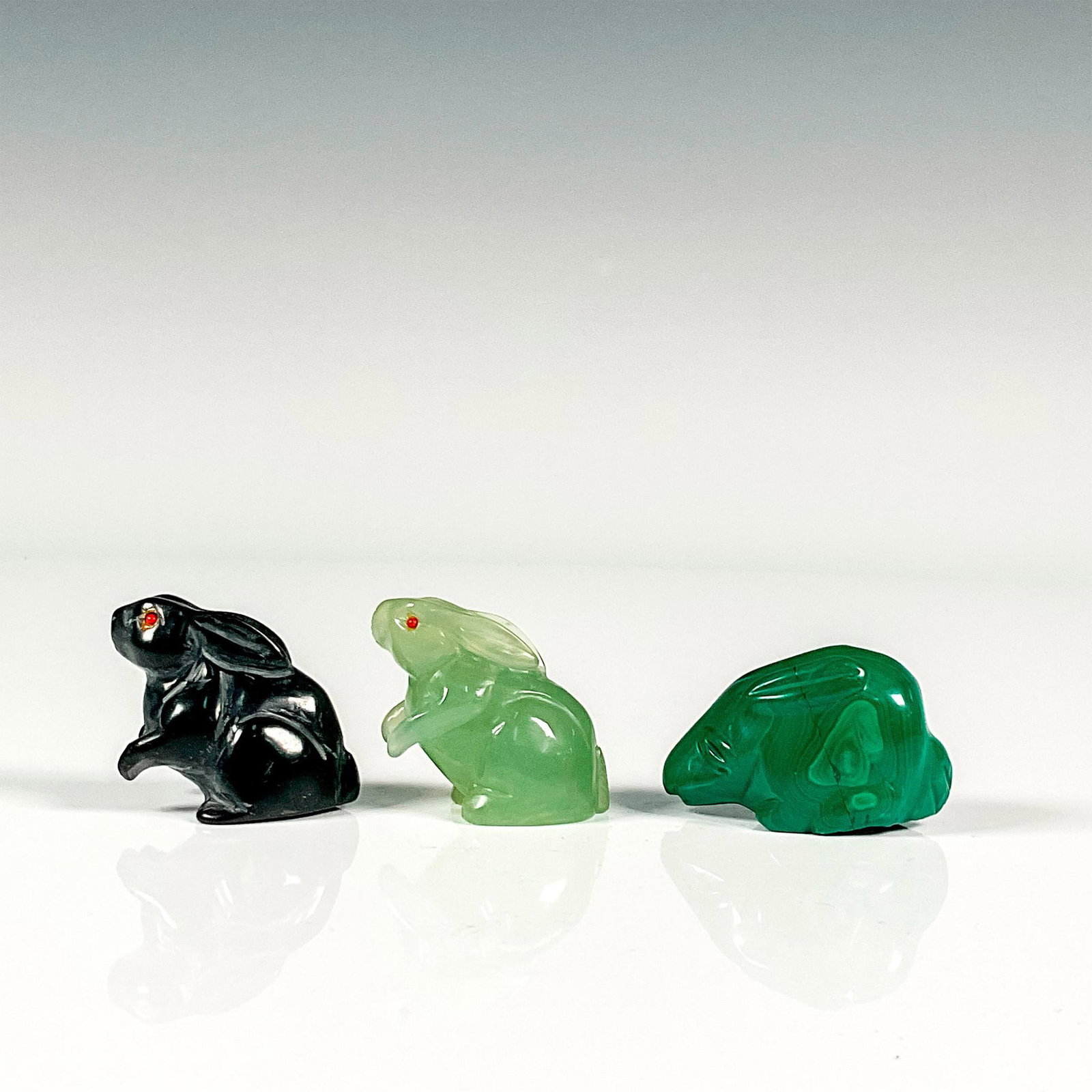 3pc Stone Carved Rabbit Figurines (1 of 3)
