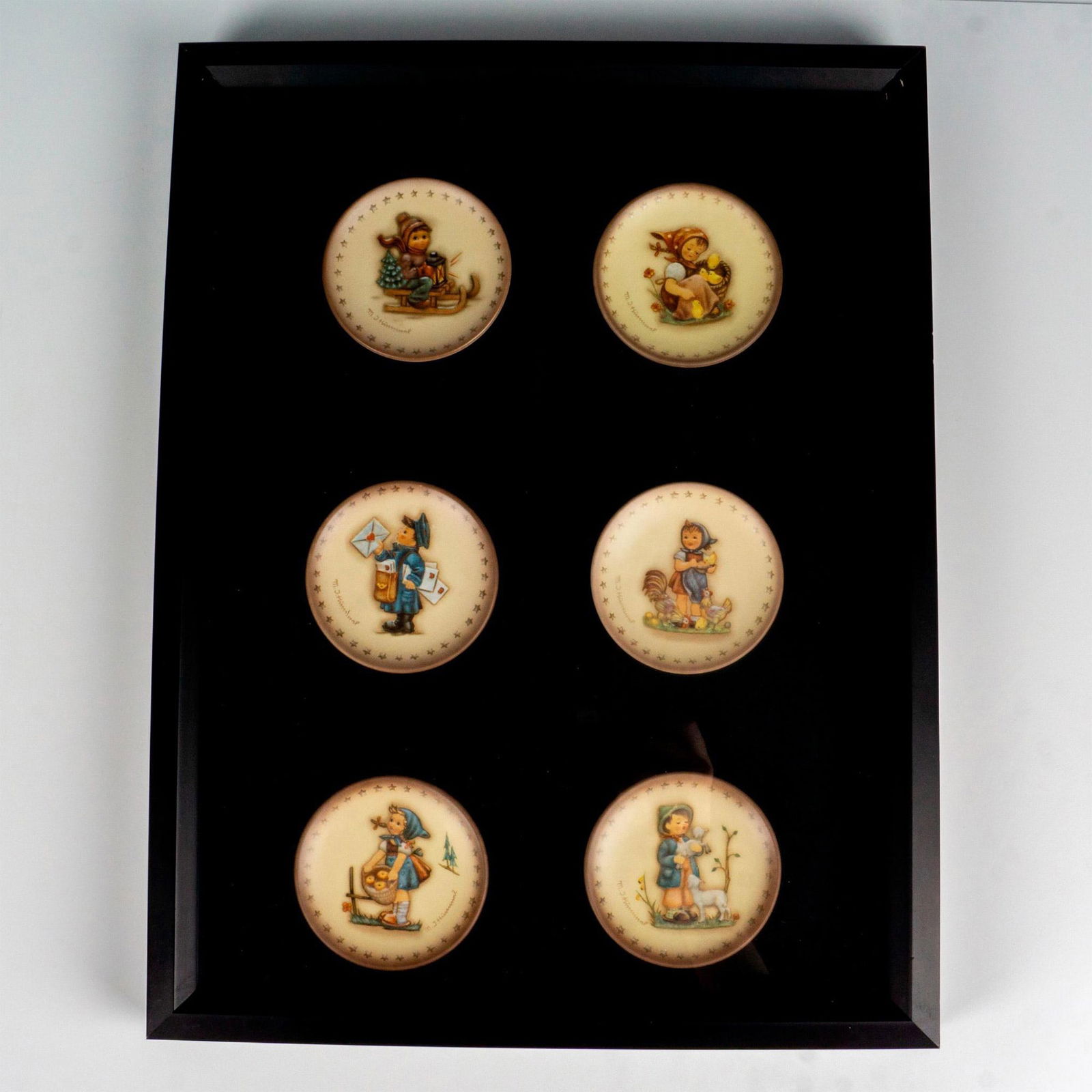 Goebel Hummel Miniature Plates, set of 6, Framed (1 of 3)