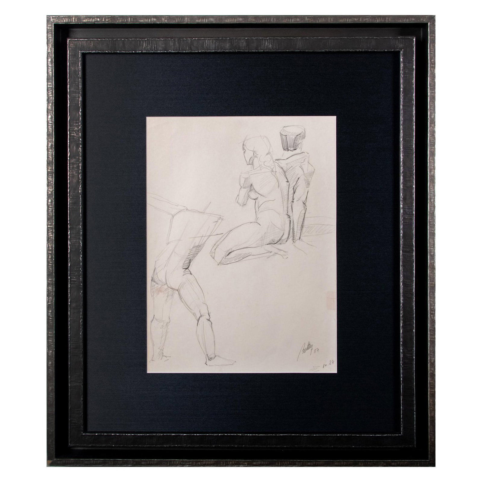 Daniel Bottero, Original Ink Drawing on Paper, Nudes, Signed: Early example of an original ink drawing on paper by Latin American Post-War Expressionist Daniel Bottero whose artworks are held in corporate collections and in the private homes of celebrities. Thes