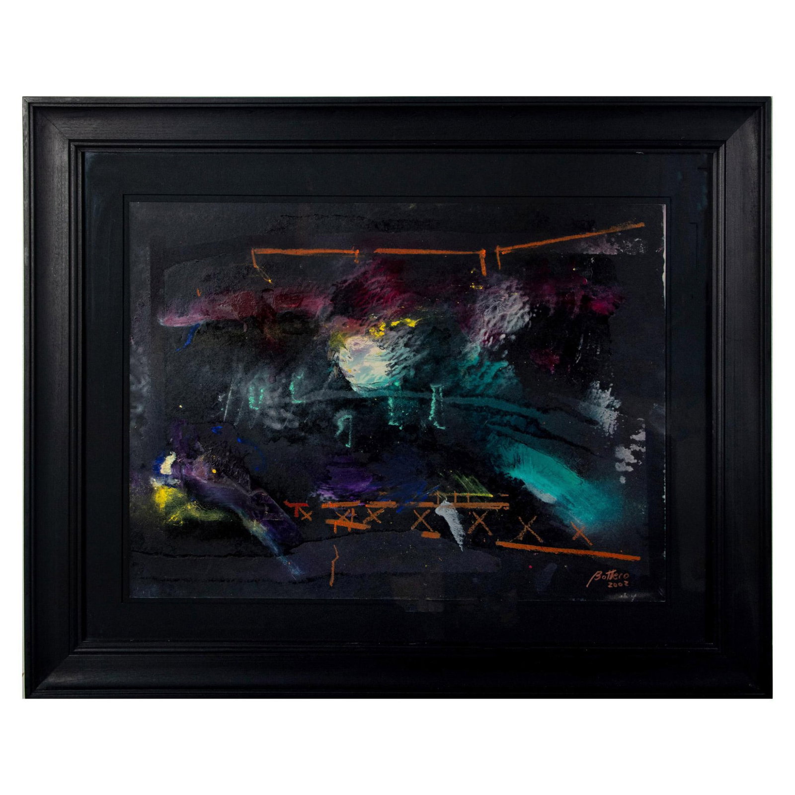 Daniel Bottero, Original Mixed Media on Paper, Signed: Metaphysical artwork in mixed media on paper by Latin American Post-War Expressionist Daniel Bottero whose paintings are held in corporate collections and in the private homes of celebrities. This dre