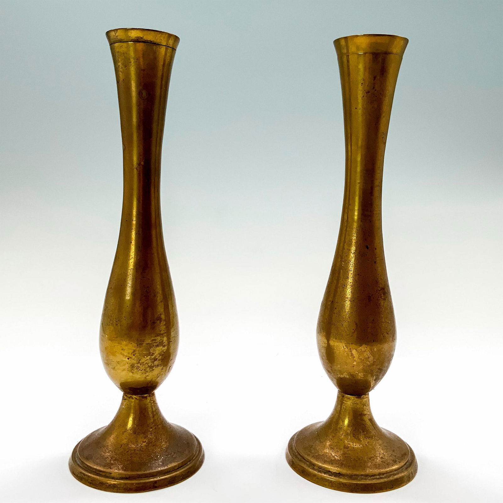 Pair of Slender Brass Vases (1 of 3)