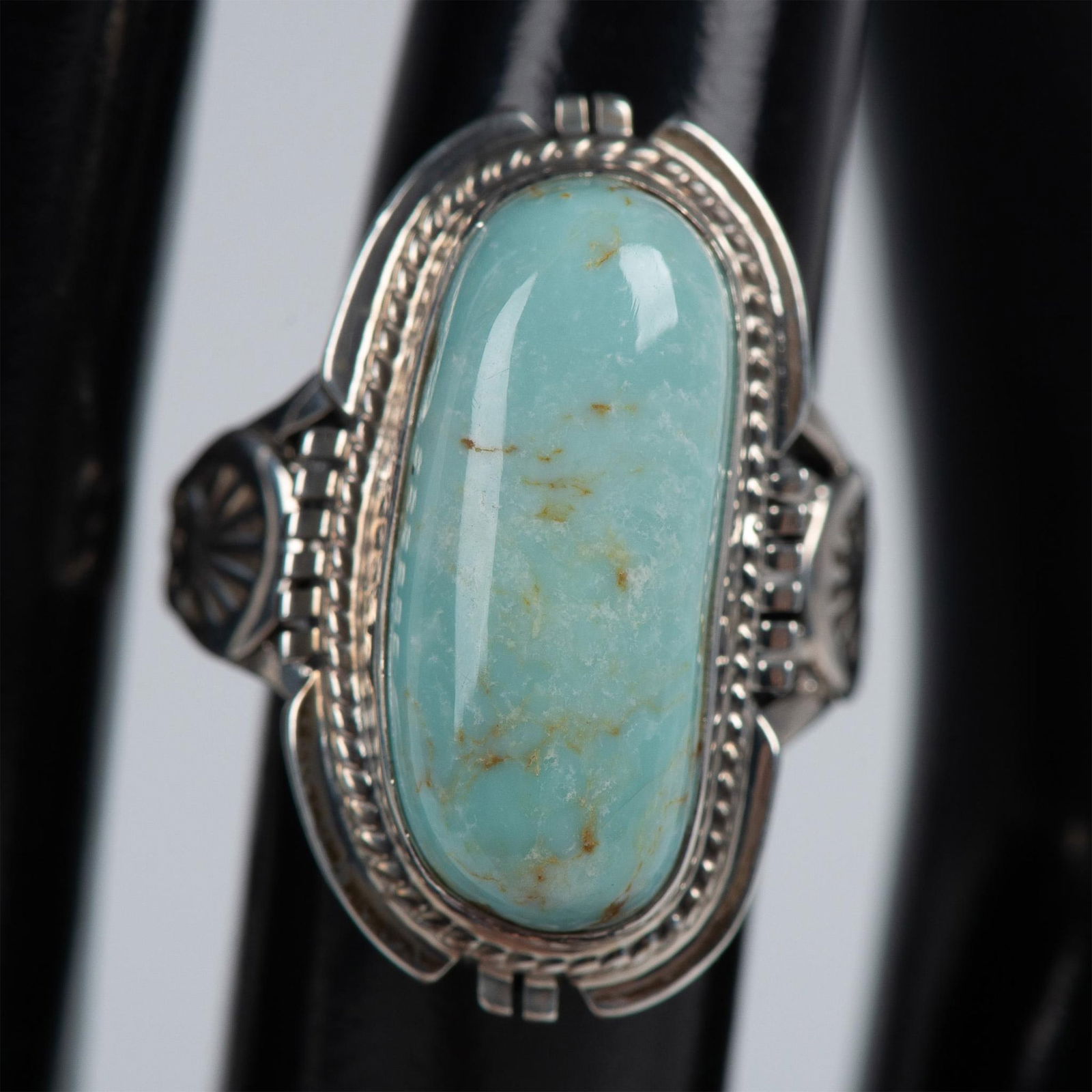 Peter Sanchez Isleta Sterling Silver & Turquoise Ring (1 of 7)