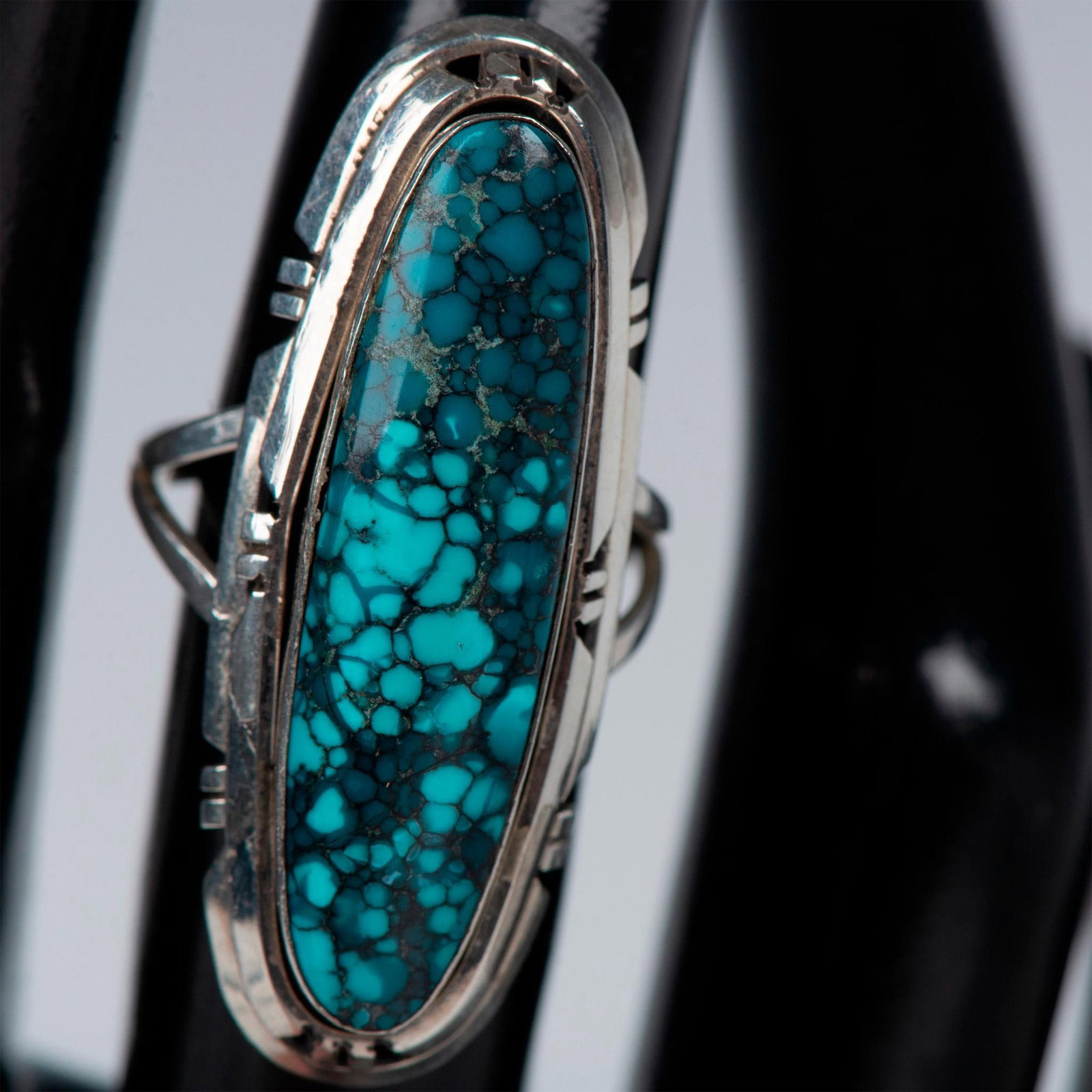 B. Piaso Navajo Sterling Silver & Spiderweb Turquoise Ring (1 of 6)