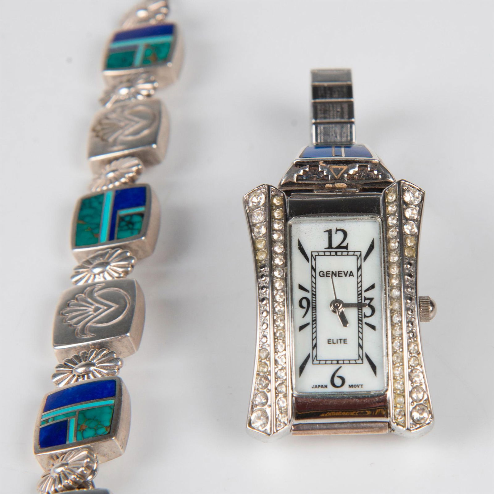 Ray Tracey Sterling Silver & Turquoise Bracelet & Geneva Watch (1 of 8)