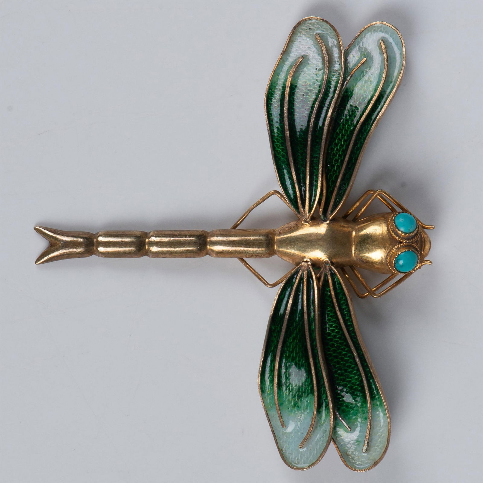 Dragonfly Brooch Sterling Silver with Enamel and Turquoise (1 of 4)
