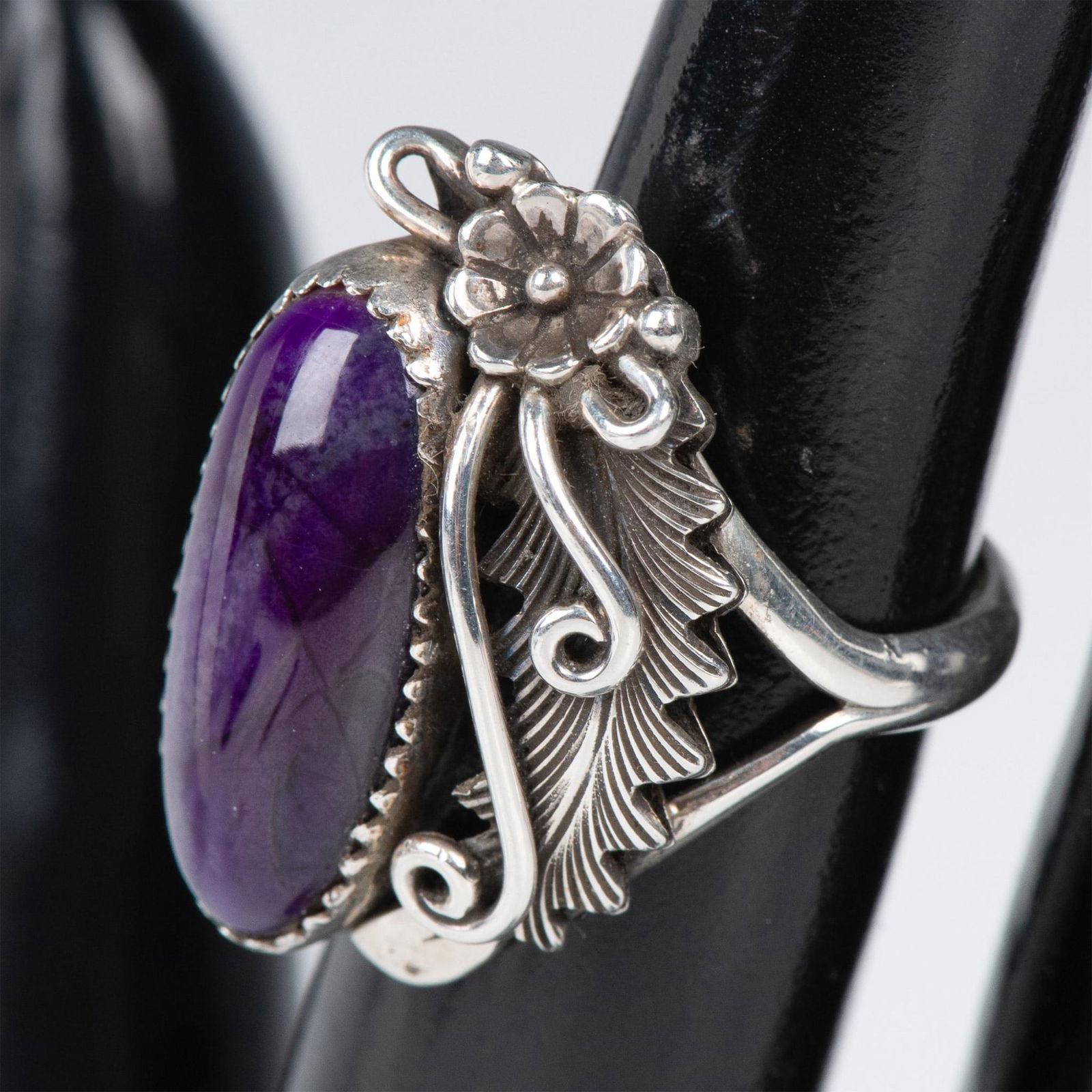 Peter Johnson Navajo Sterling Silver & Sugilite Floral Ring (1 of 5)