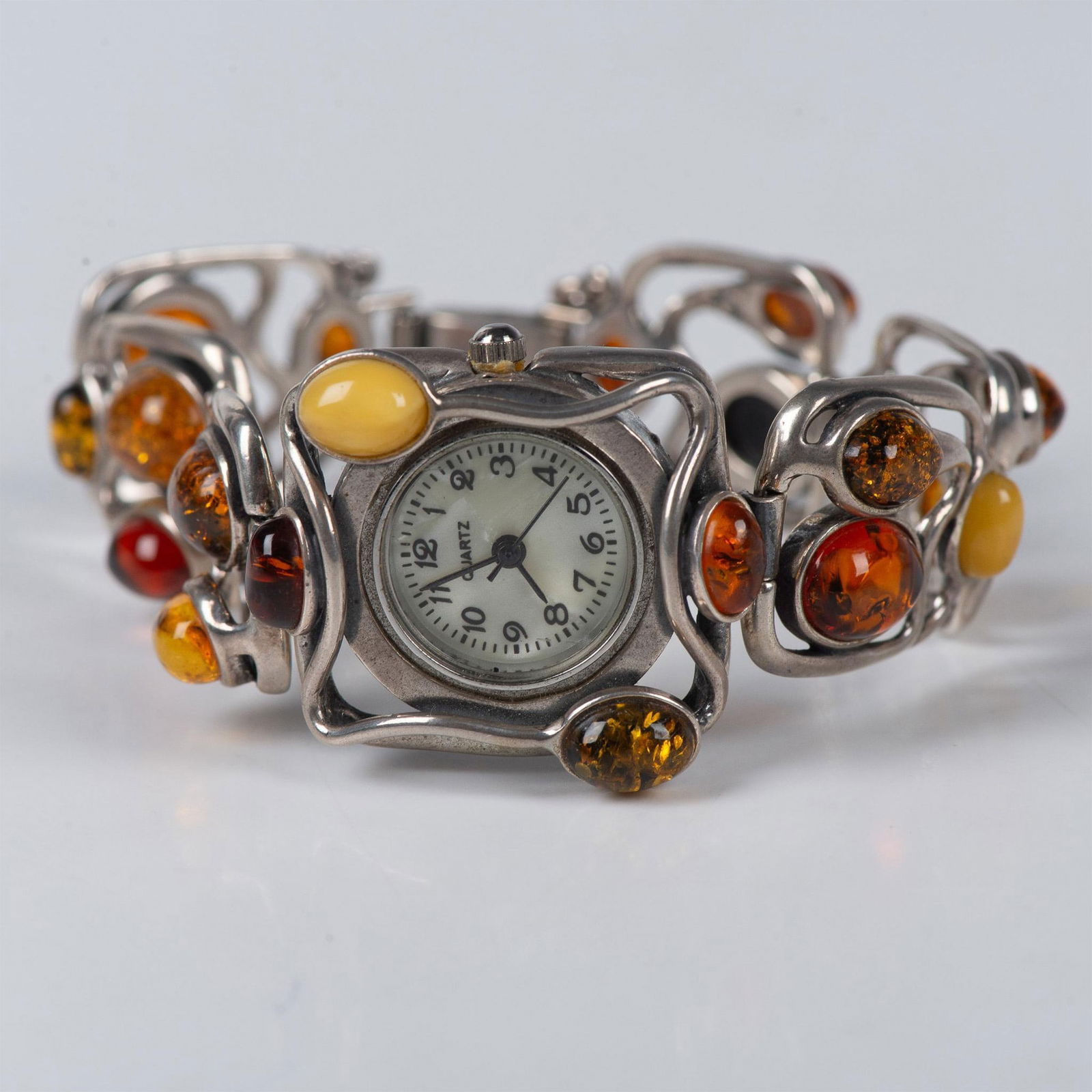 Beautiful Sterling Silver & Multicolor Baltic Amber Watch (1 of 6)