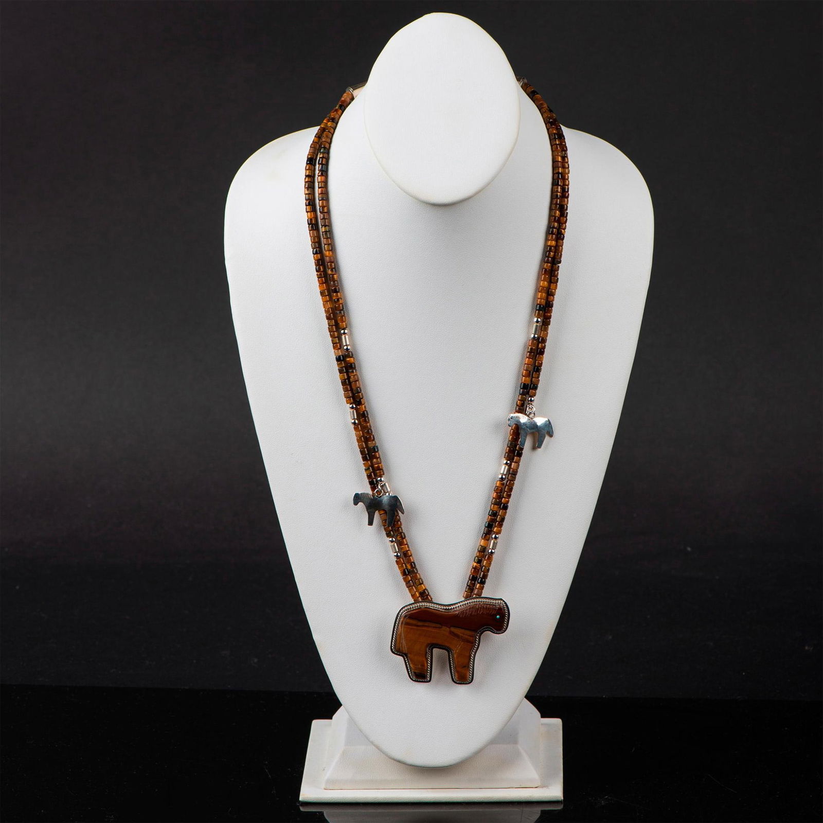 Marvin Pinto Zuni Navajo Tigers Eye Horse Necklace (1 of 5)