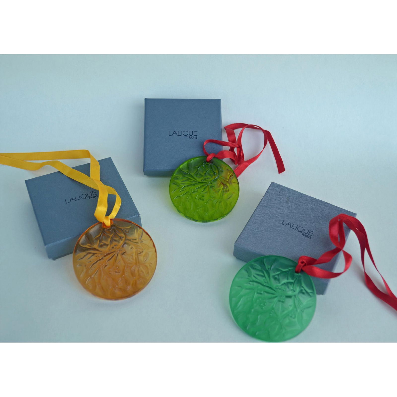 Lalique Crystal Vintage Ornaments, 1990, 1991, 1992, 3 Pcs , Boxed (1 of 9)