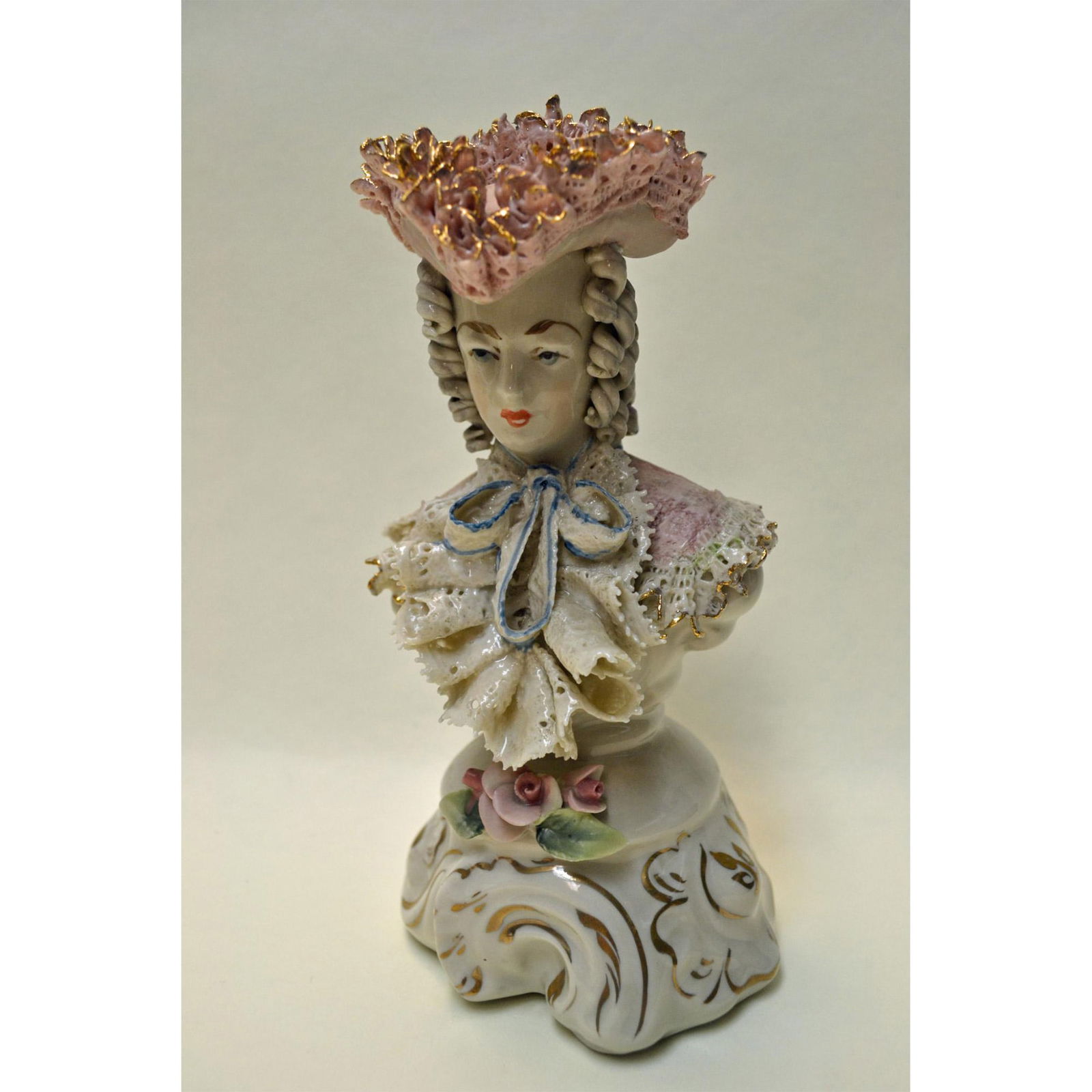 Corday Porcelain Gentleman Lace Figurine, 4013: Bisque Porcelain Glazed, hand created, hand painted by Boleslaw Cybis, founder of the Cybis Studios. Porcelain Lace Figurine. Issued: 1940's. Hallmark: 4013. Origin: USA. Size: 7"h x 3.5"w x 3"d. Arti