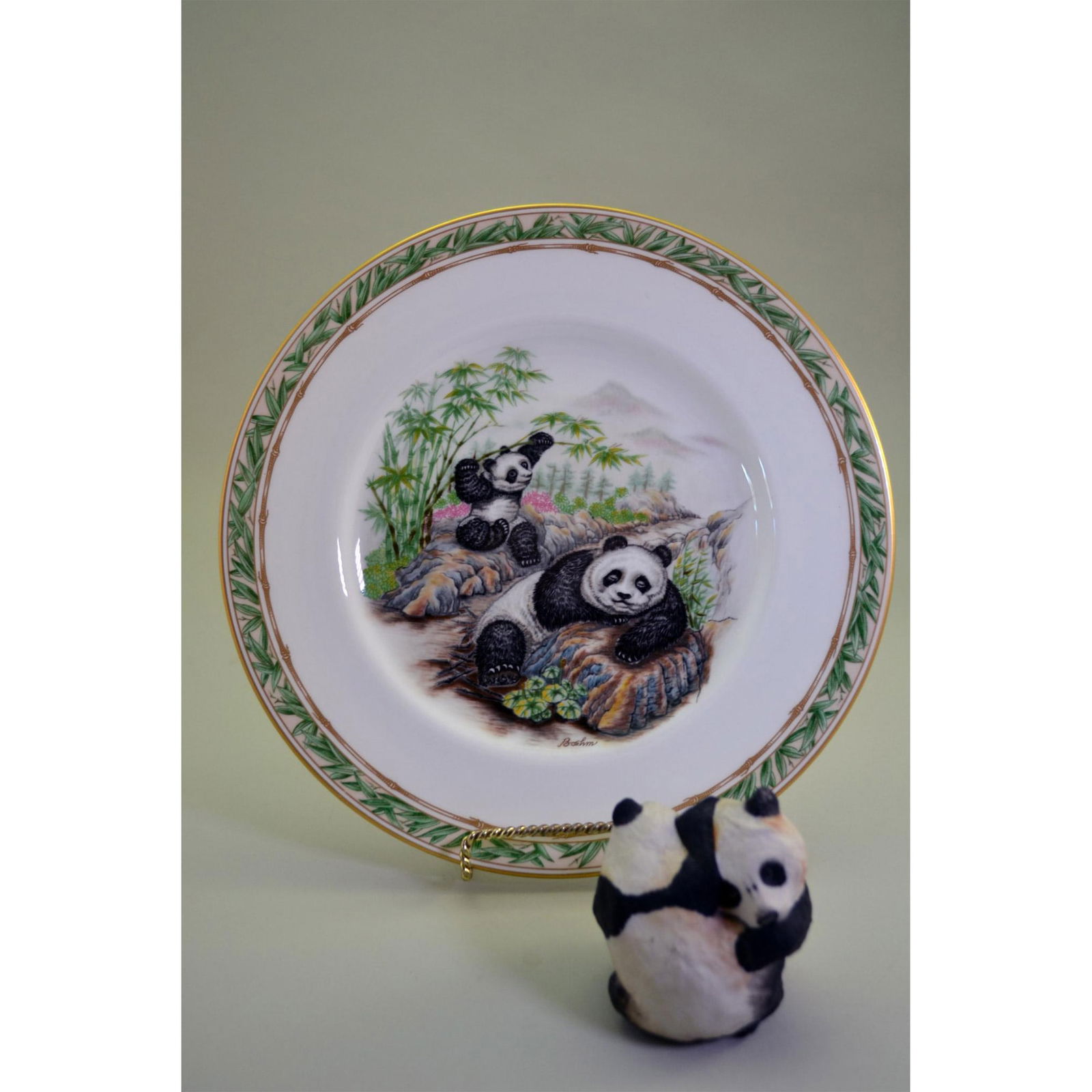 Boehm Porcelain Panda In The Round & Harmony Panda China Plate, E.M. Boehm Panda Collection, 2 Pcs (1 of 4)