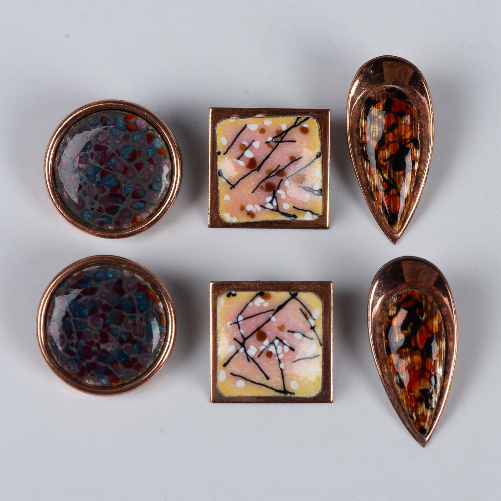 3 Pairs of Fabulous Matisse Renoir Copper & Enamel Earrings (1 of 5)