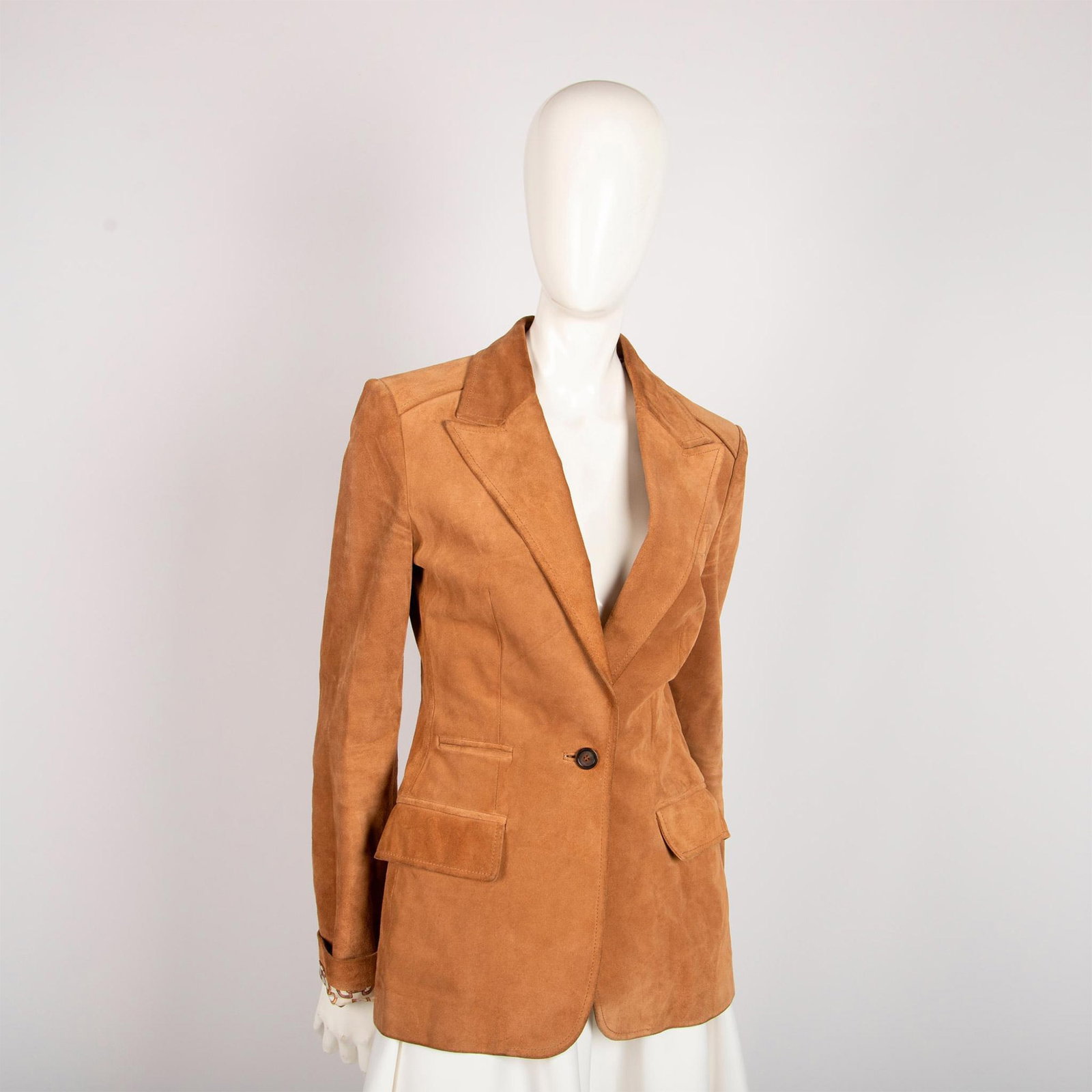 Original Gucci Italy Suede Camel Brown Jacket, Woman Small (1 of 6)