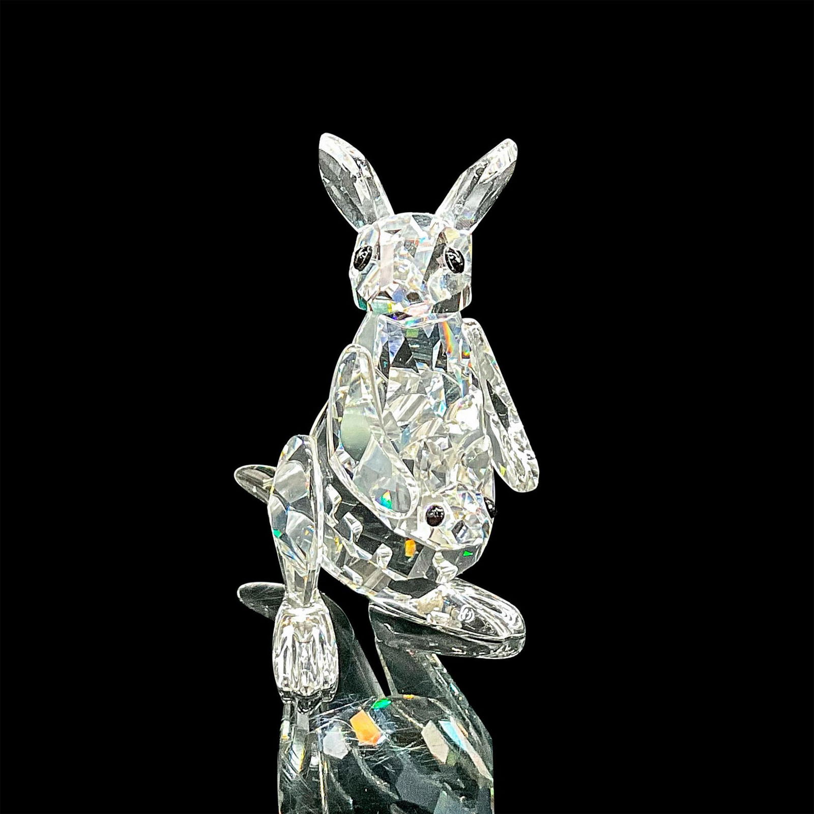 Swarovski Silver Crystal Figurine, Kangaroo with Baby Joey (1 of 4)