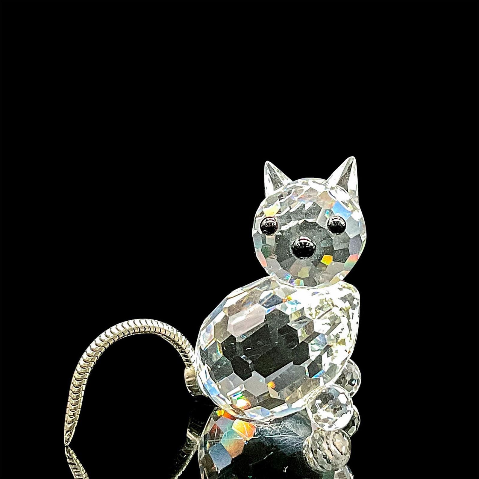 Swarovski Silver Crystal Figurine, Mini Cat (1 of 4)
