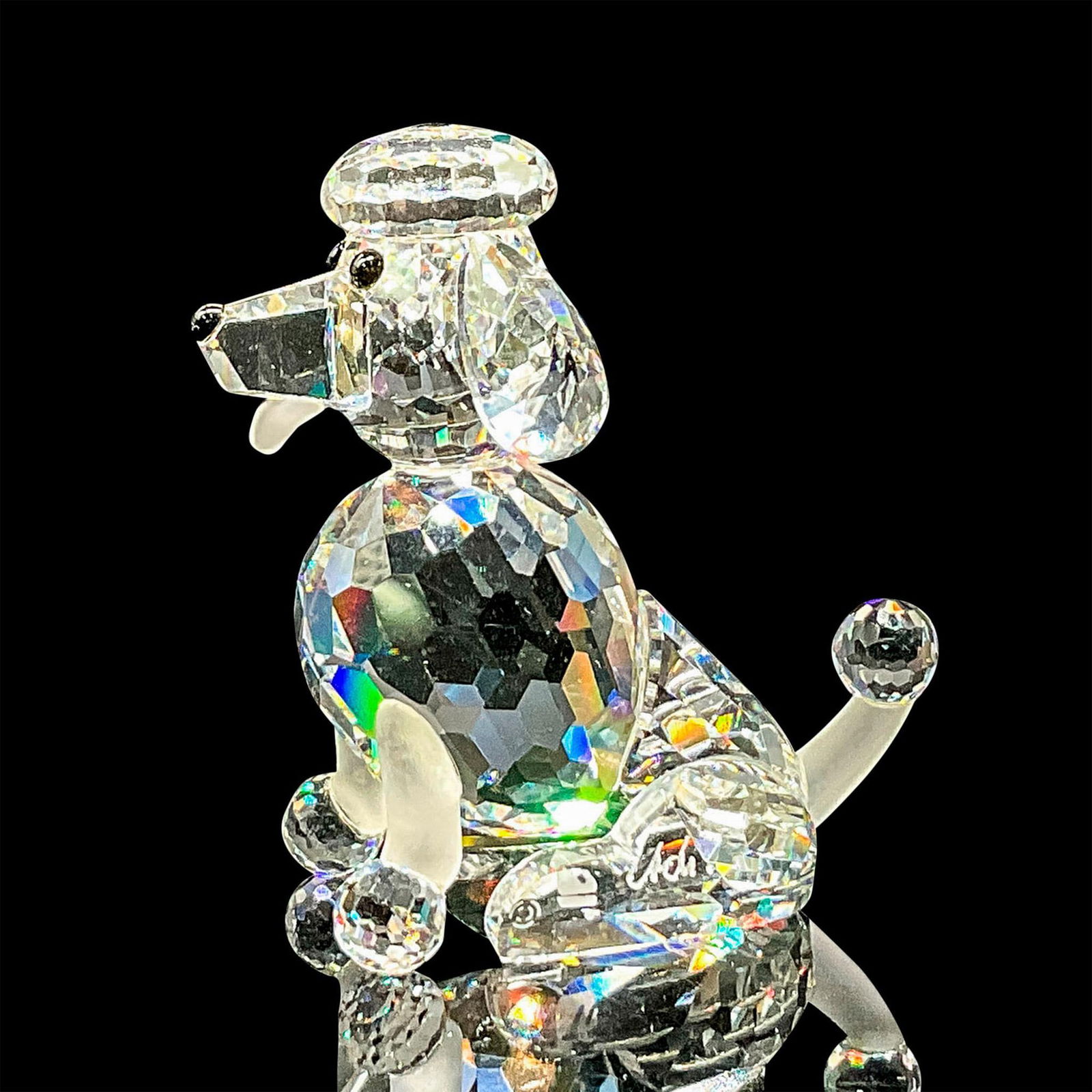 Swarovski Silver Crystal Figurine, Sitting Poodle (1 of 5)