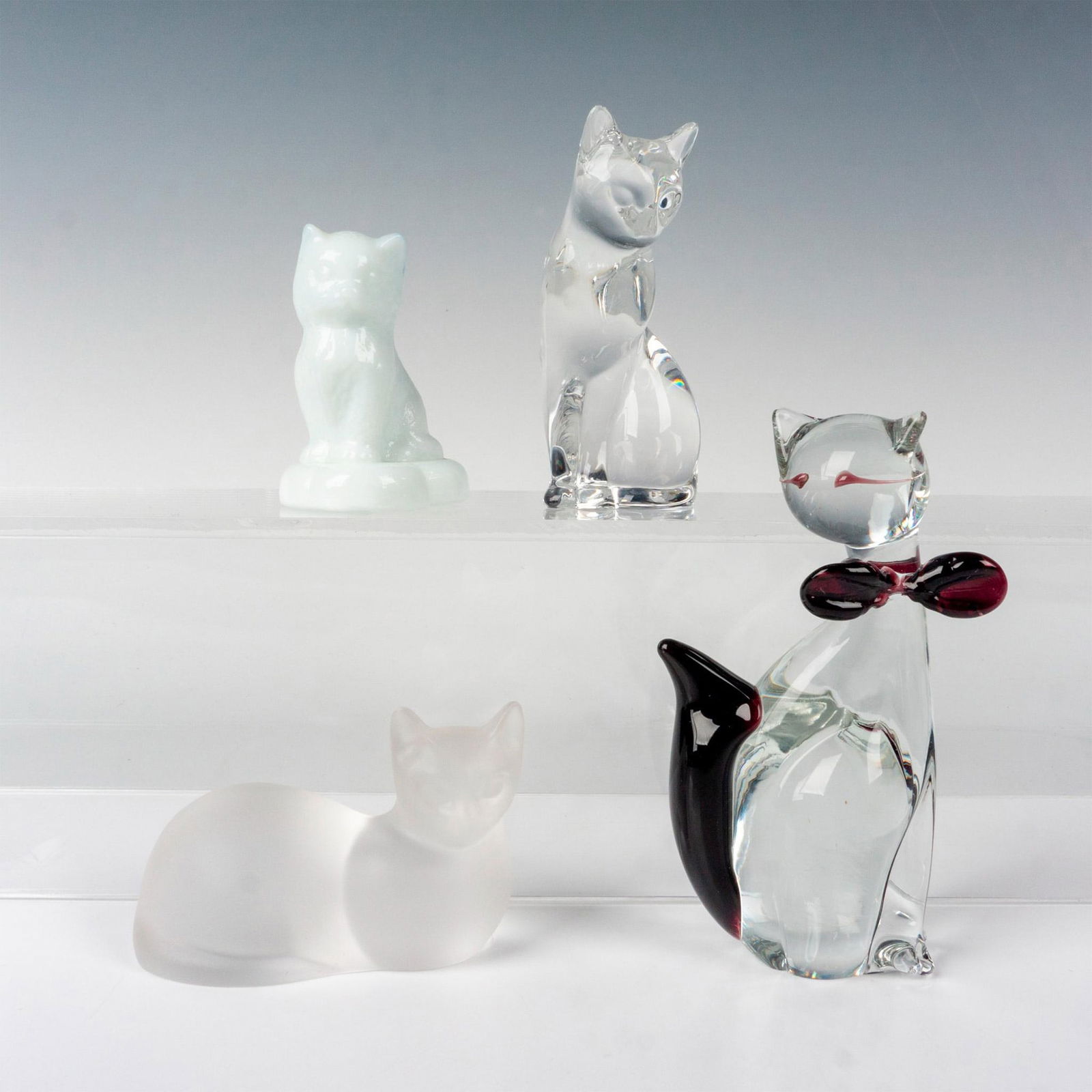 4pc Vintage Murano and Lenox Glass and Crystal Cat Figurines (1 of 3)