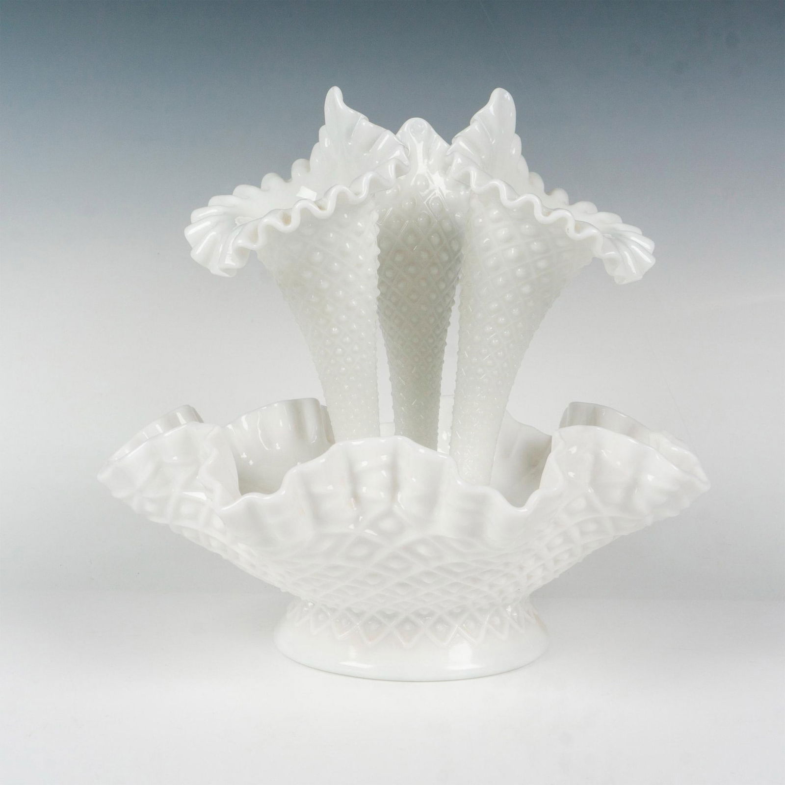 Fenton Milk Glass Epergne Diamond Lace Pattern (1 of 4)