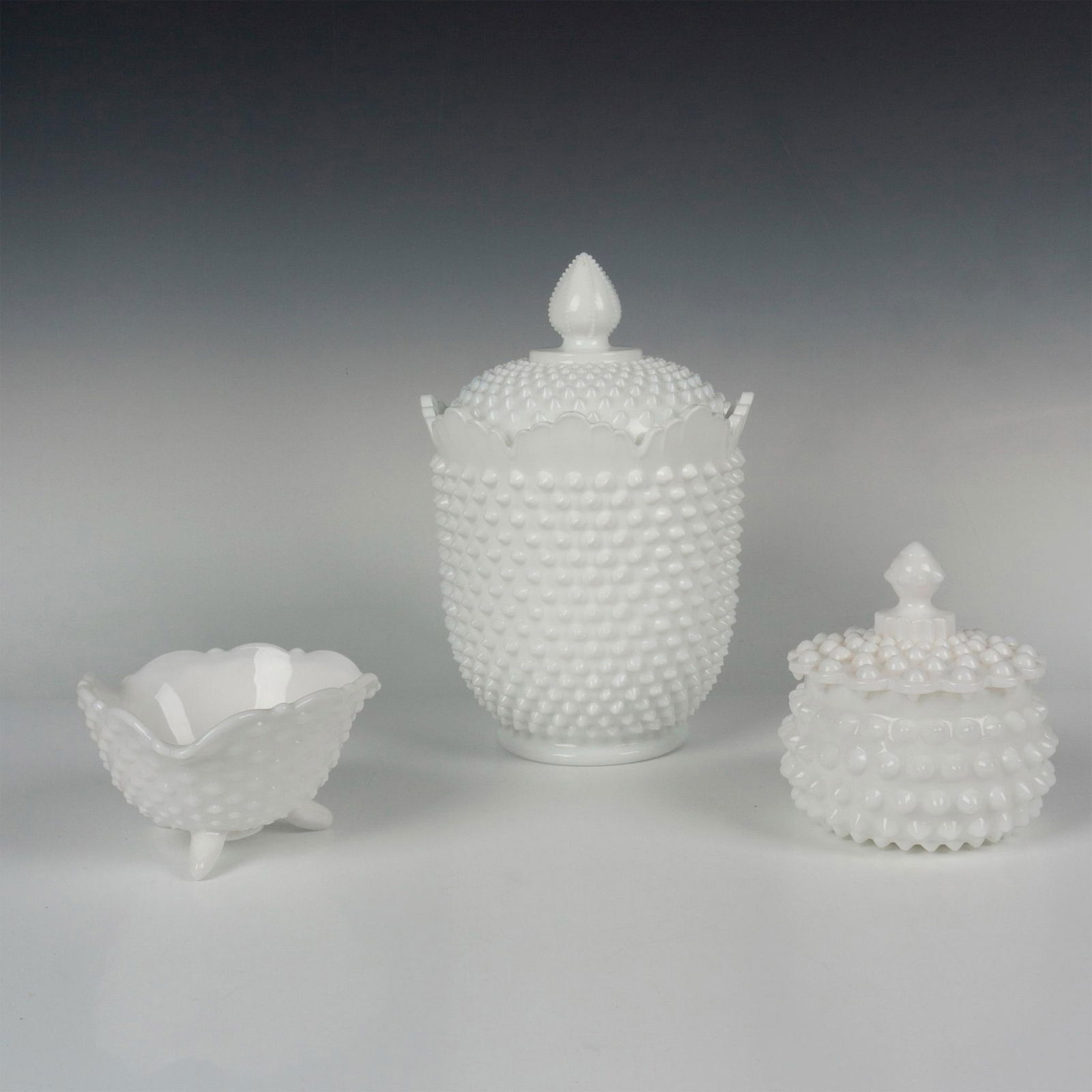 3pc Vintage Milk Glass Jars & Bowl Grouping (1 of 9)