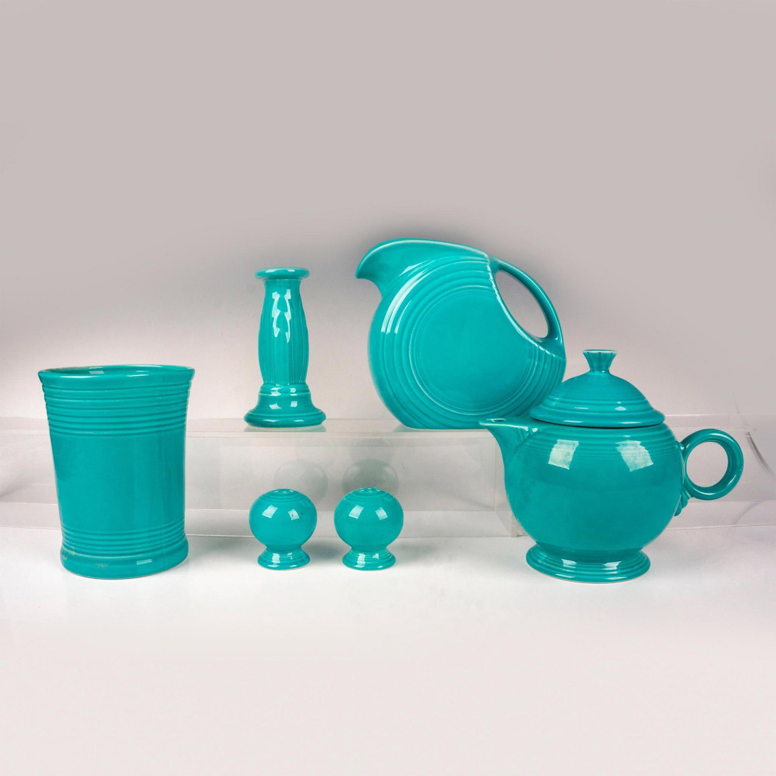 6pc Fiesta Table Ware Pottery Grouping, Turquoise-Colored (1 of 3)